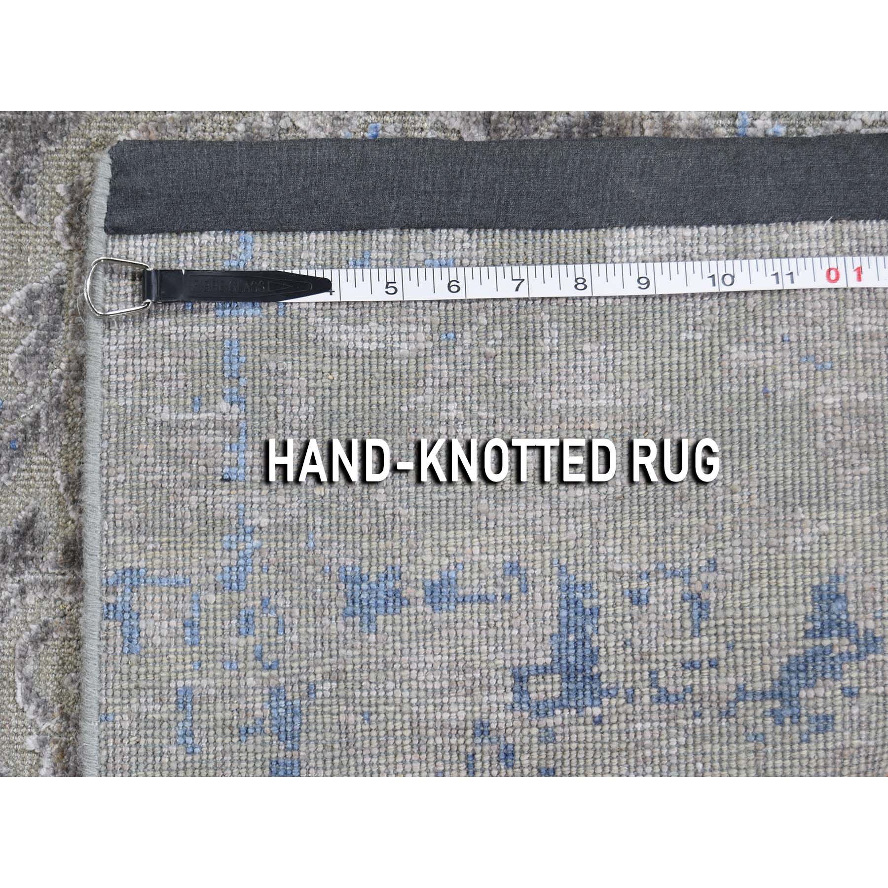 2-x3-2  Pure Silk With Textured Wool Trellis Garden Design Hand-Knotted Oriental Rug 