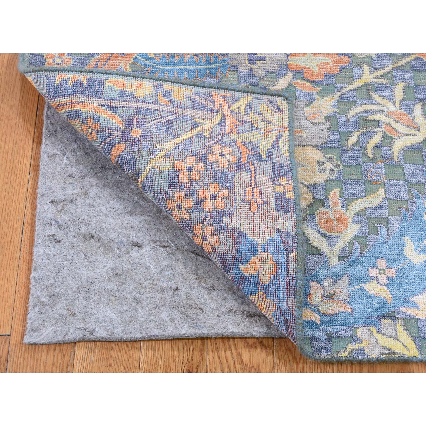 2-2 x2-2  Sickle Leaf Design Square Silk With Oxidized Wool Hand-Knotted Oriental Rug 