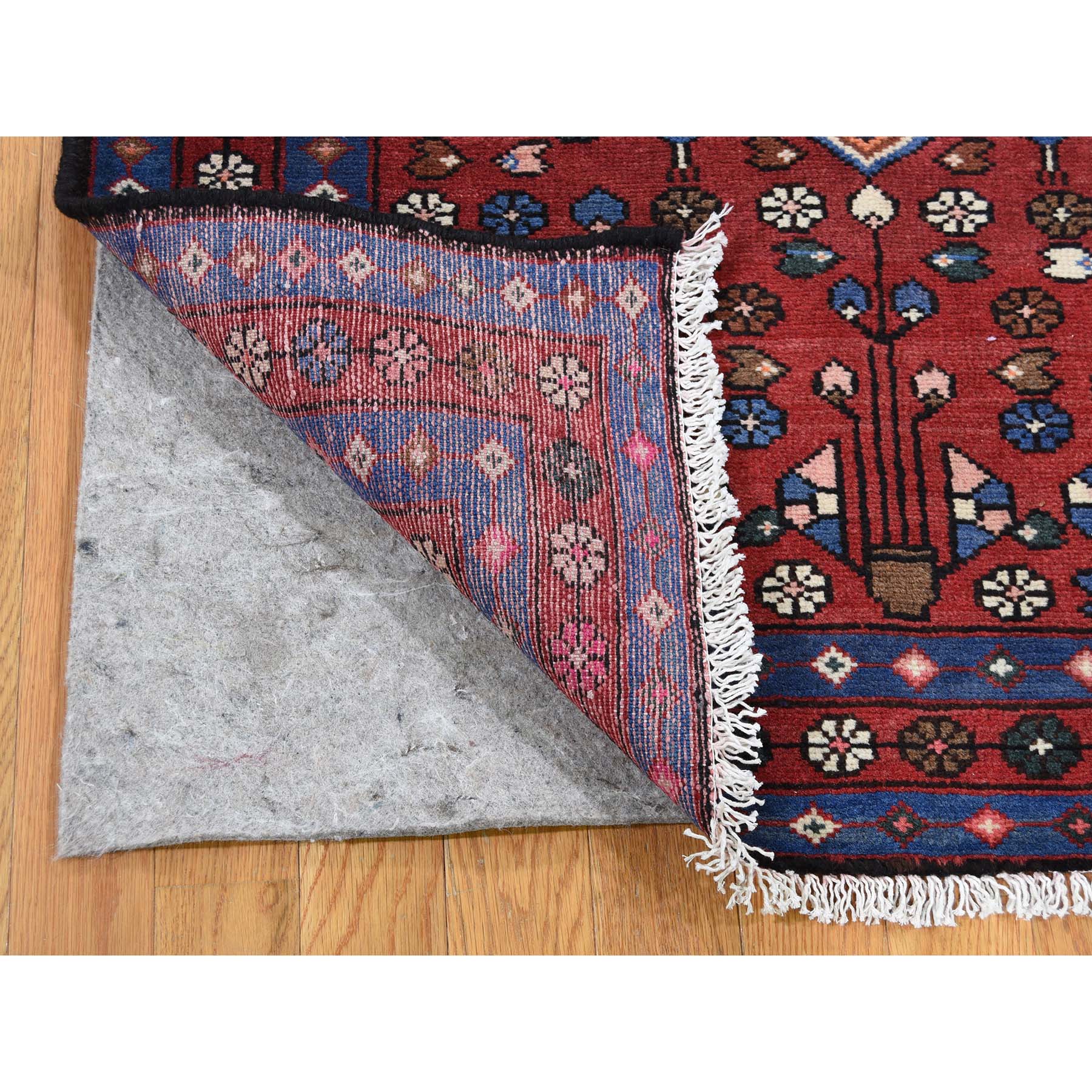 3-5 x5- Vintage Persian Hamadan Pure Wool Hand-Knotted Oriental Rug 