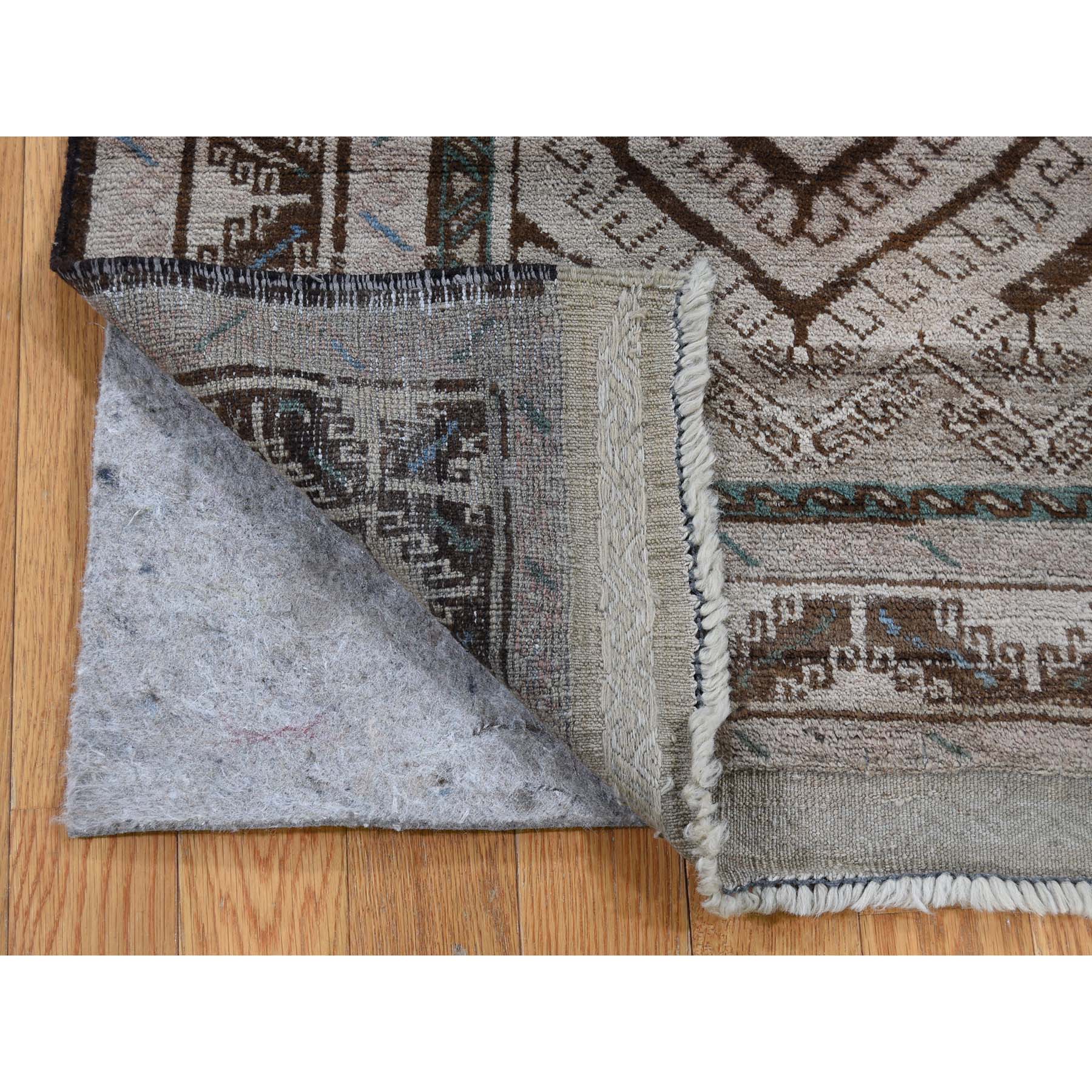 2-8 x4-4  Vintage Afghan Baluch Natural Colors Hand-Knotted Pure Wool Oriental Rug 