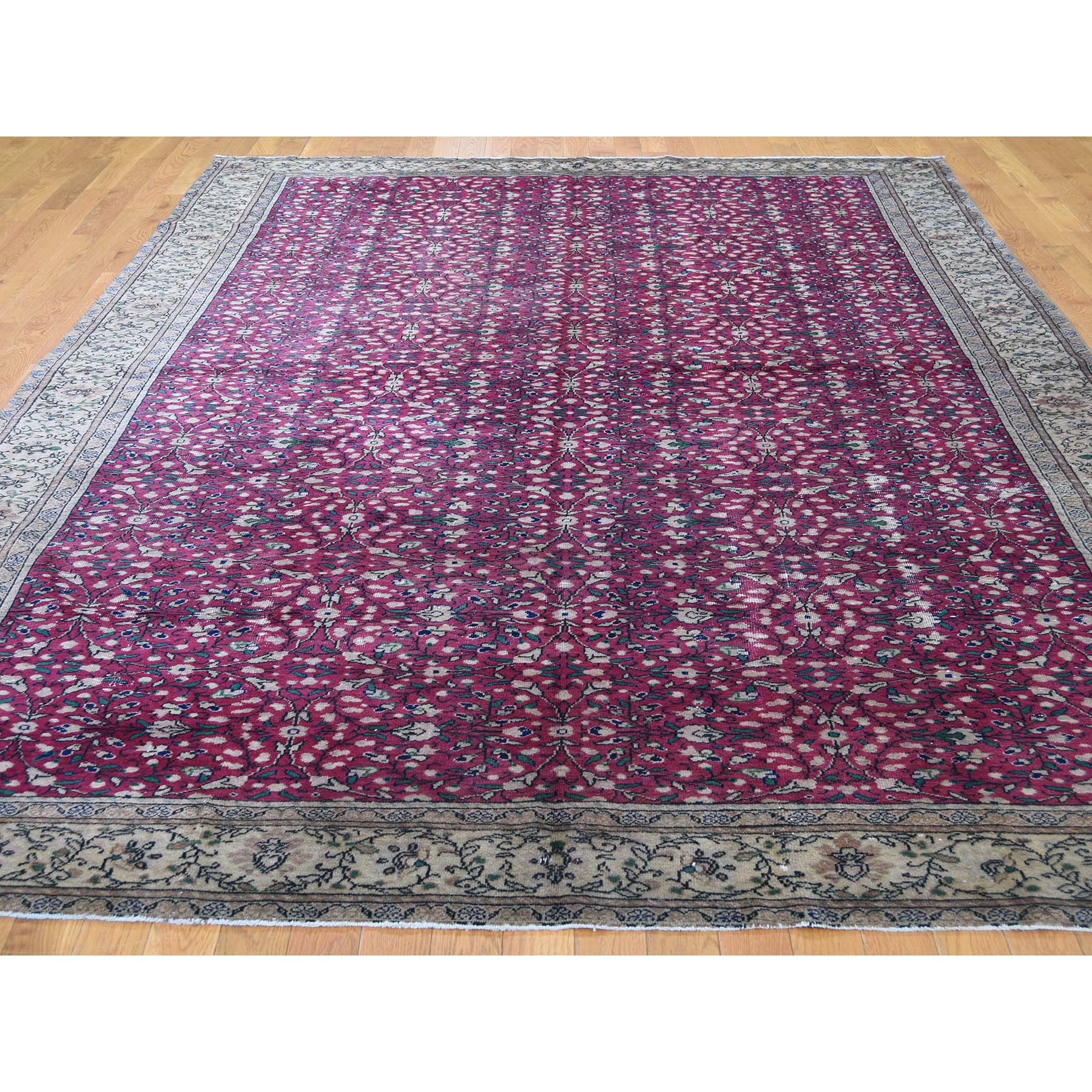 7-6 x11-1  Vintage Turkish Kayseri Sheared Low Pure Wool Hand-Knotted Oriental Rug 
