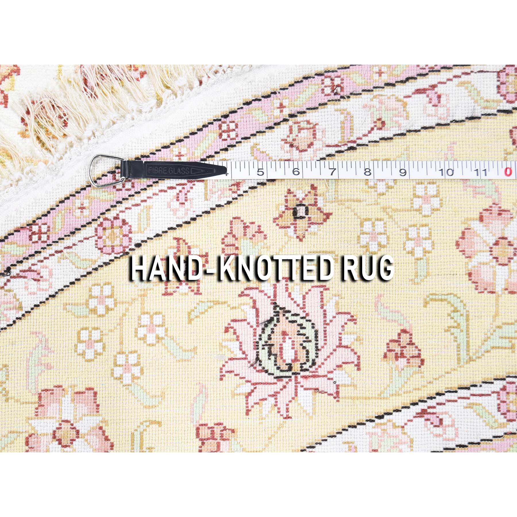 6-10 x6-10  Round Silken Kashan 250 KPSI With Repair Oriental Hand Knotted Rug 