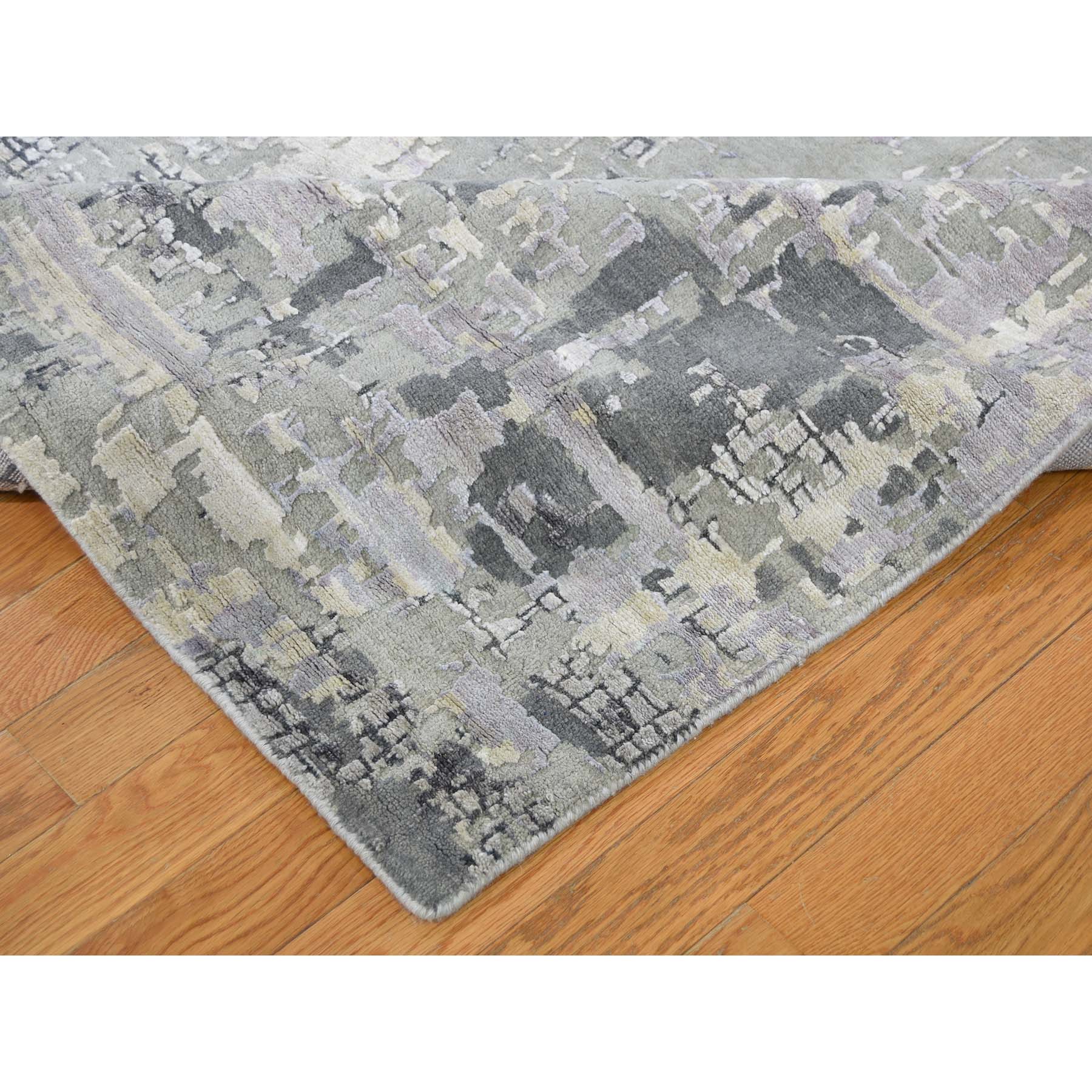 10-x13-9  Abstract Wool And Silk With Mosaic Design Hand-Knotted Modern Rug 