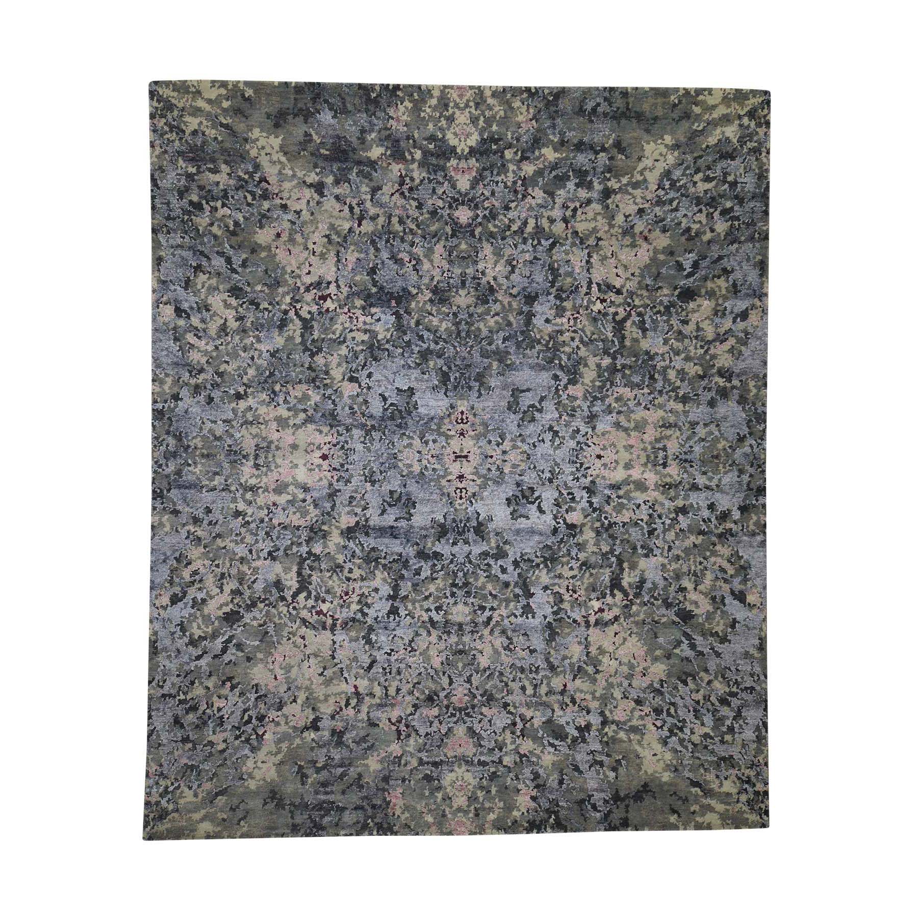 8-x9-9  Abstract Design Wool And Silk Hand-Knotted Oriental Rug 