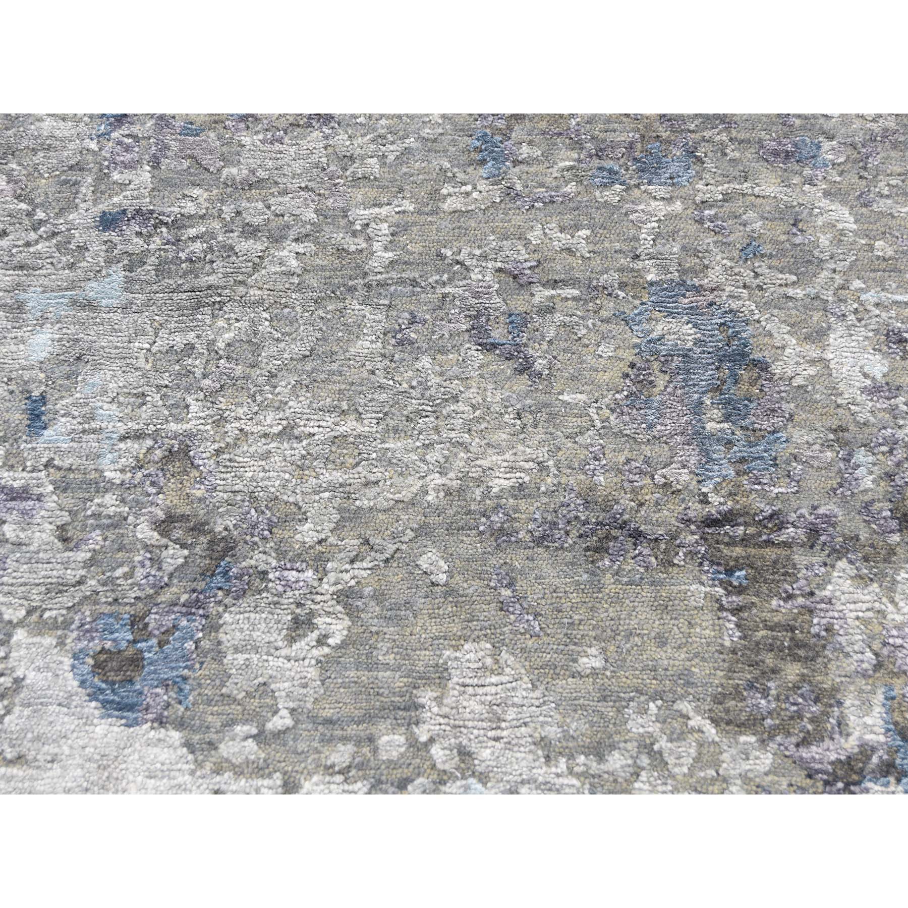 7-10 x9-9  Modern Hi-Low Pile Abstract Design Wool And Silk Hand-Knotted Modern Rug 