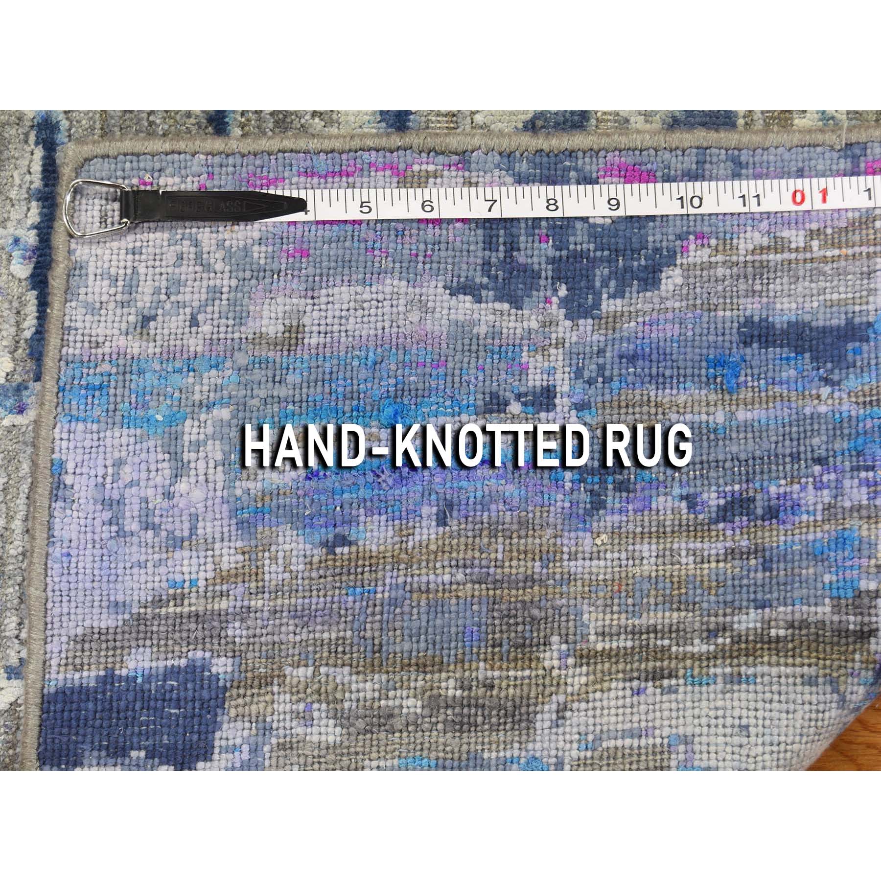 2-x2- Sari Silk Diminishing Bricks Square Hand-Knotted Oriental Sample Rug 