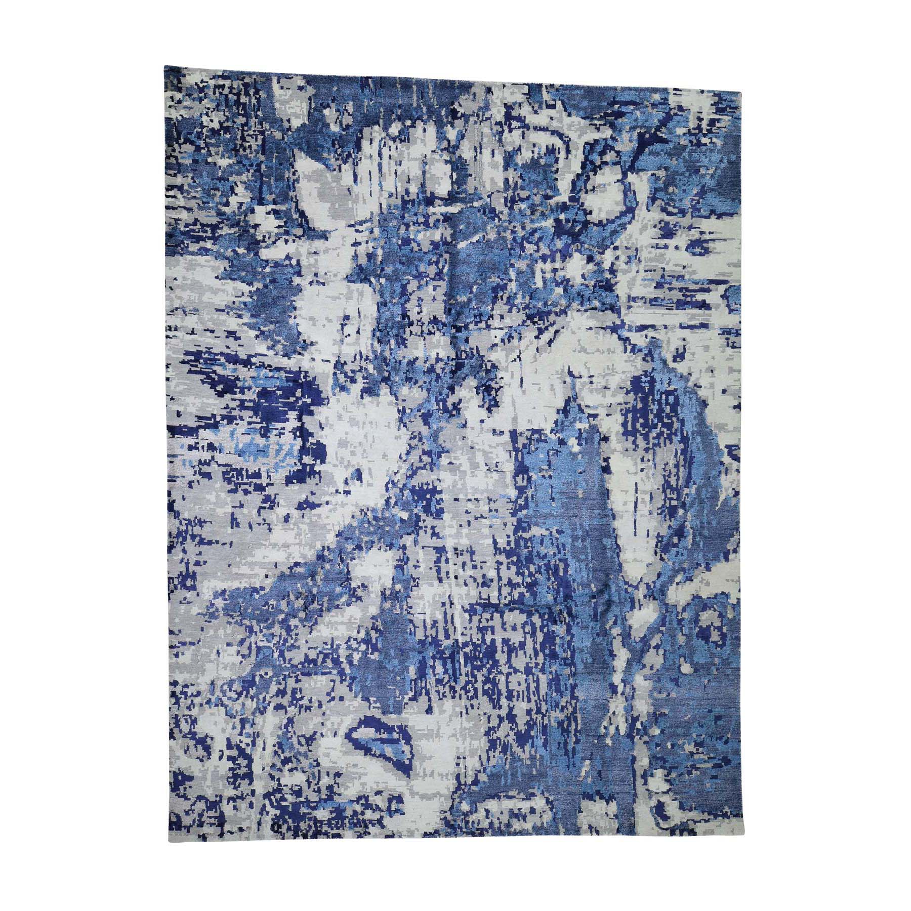 9'X12' High And Low Pile Abstract Design Wool And Silk Hand-Knotted Oriental Rug moadd7ac