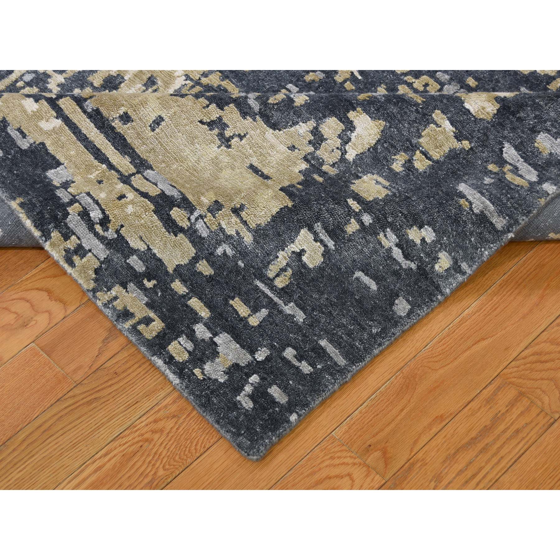 9-2 x12 Wool And Silk Abstract Design Oriental Hand-Knotted Rug 