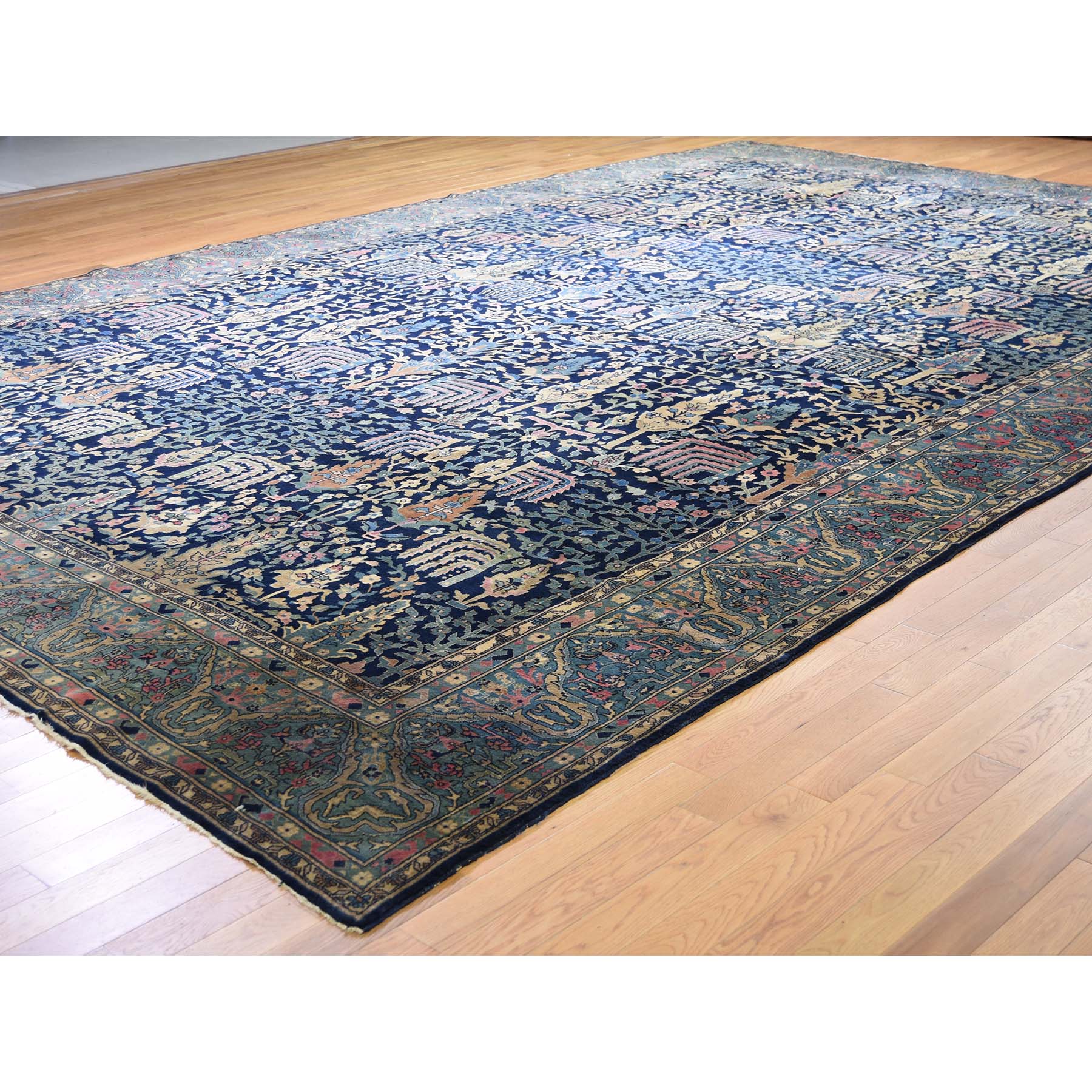 11-7 x17-8  Antique Maharaja Kashmir Oversized Willow Tree Design Hand-knotted Oriental Rug 