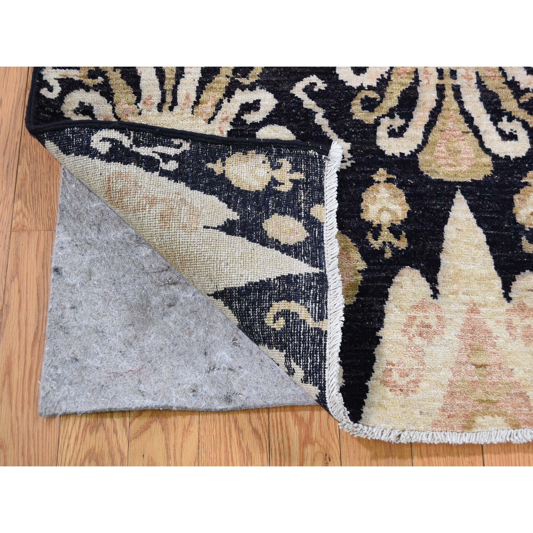 9-2 x12-4  Black Ikat Pure Wool Hand-Knotted Oriental Rug 