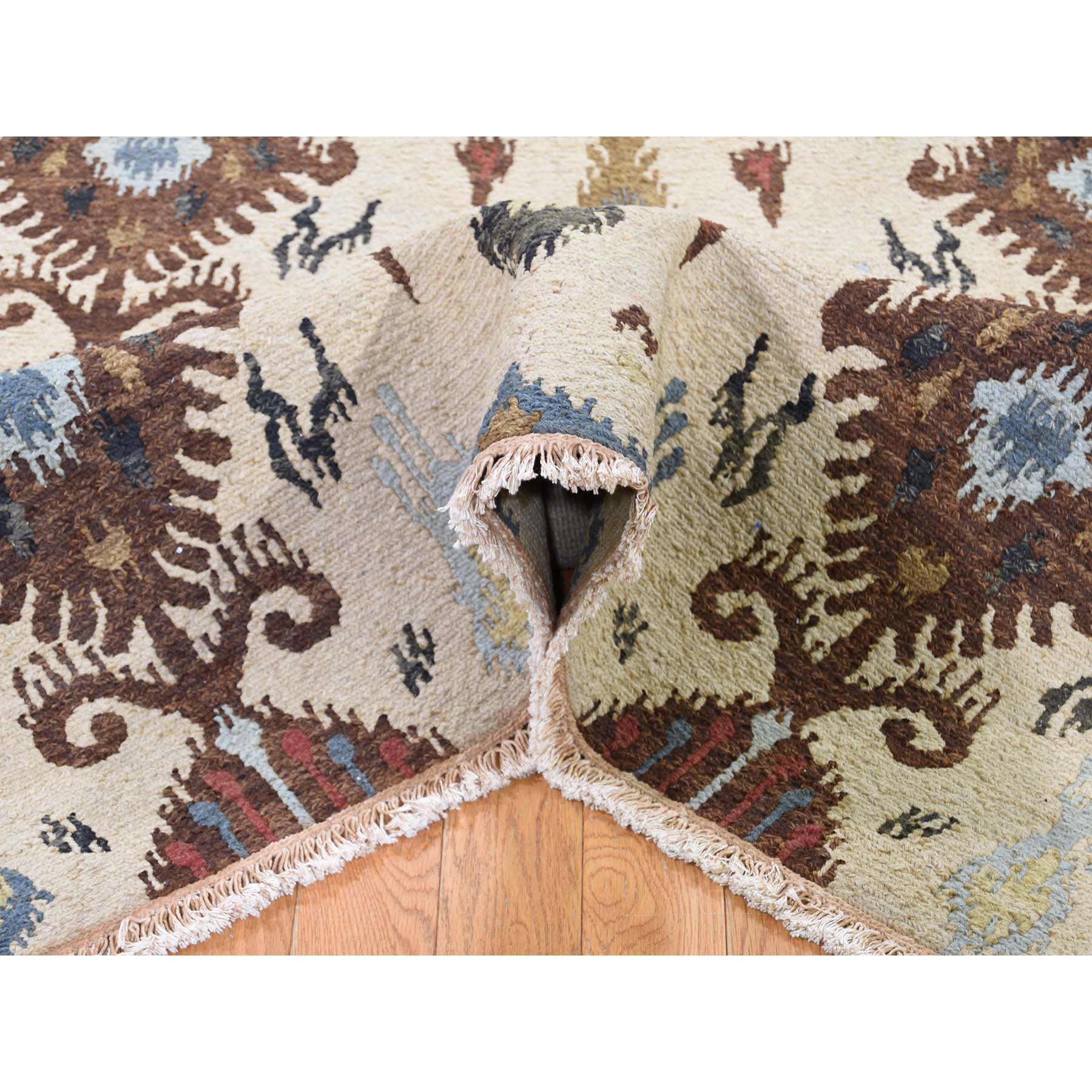 5-6 x8-3  Pure Wool Flat Weave Soumak Ikat Design Hand Woven Oriental Rug 