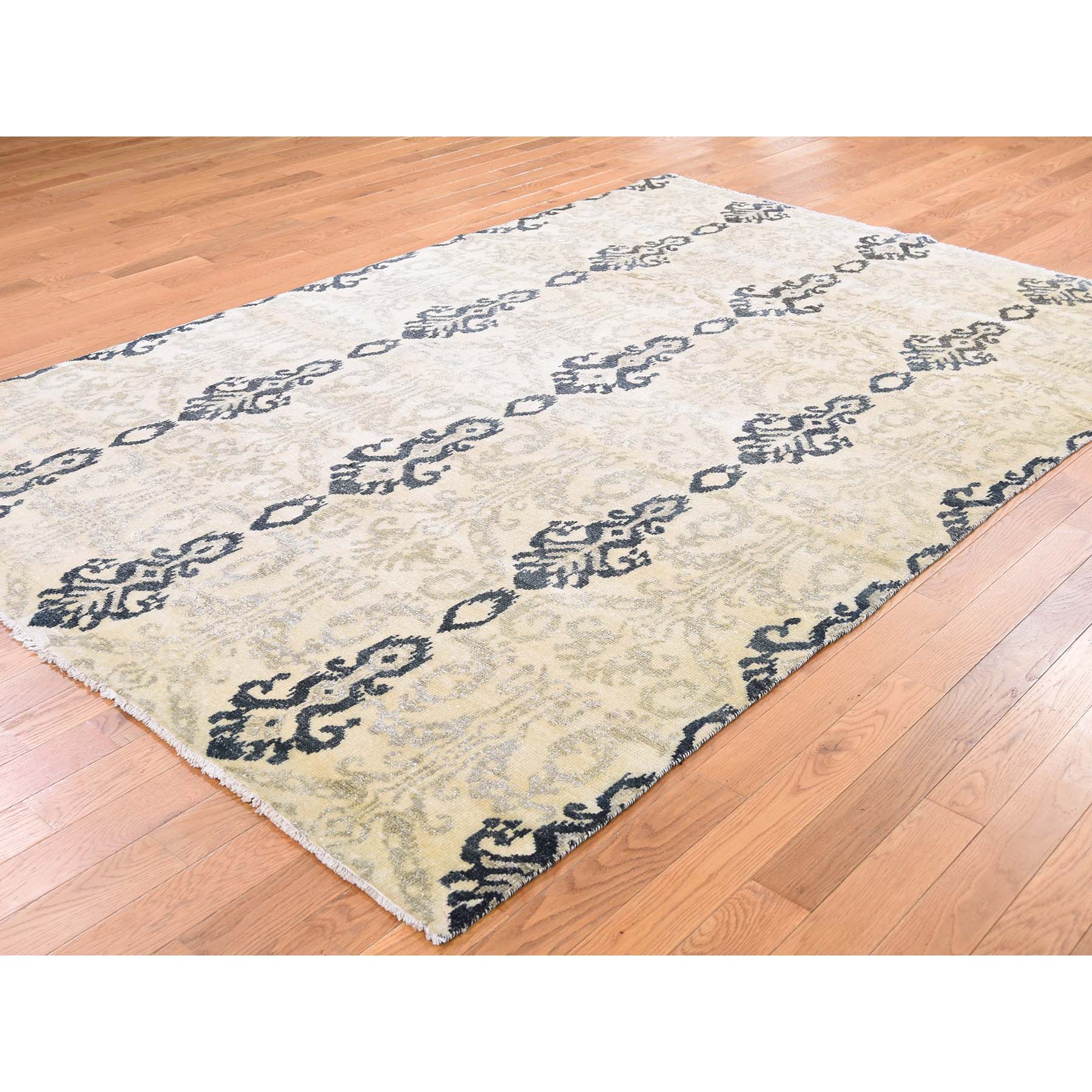 5-10 x8-7  Ikat Design Pure Wool Hand Knotted Oriental Rug 