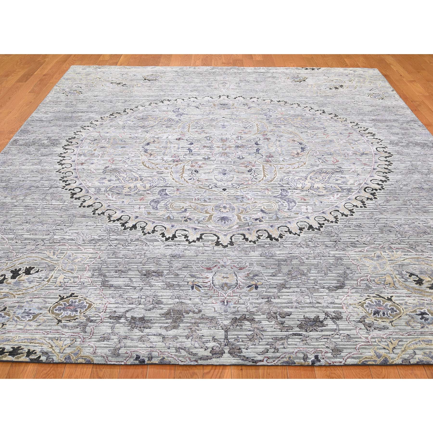 7-9 x10-1  THE MAHARAJA, Silk with Textured Wool Hand-Knotted Oriental Rug 