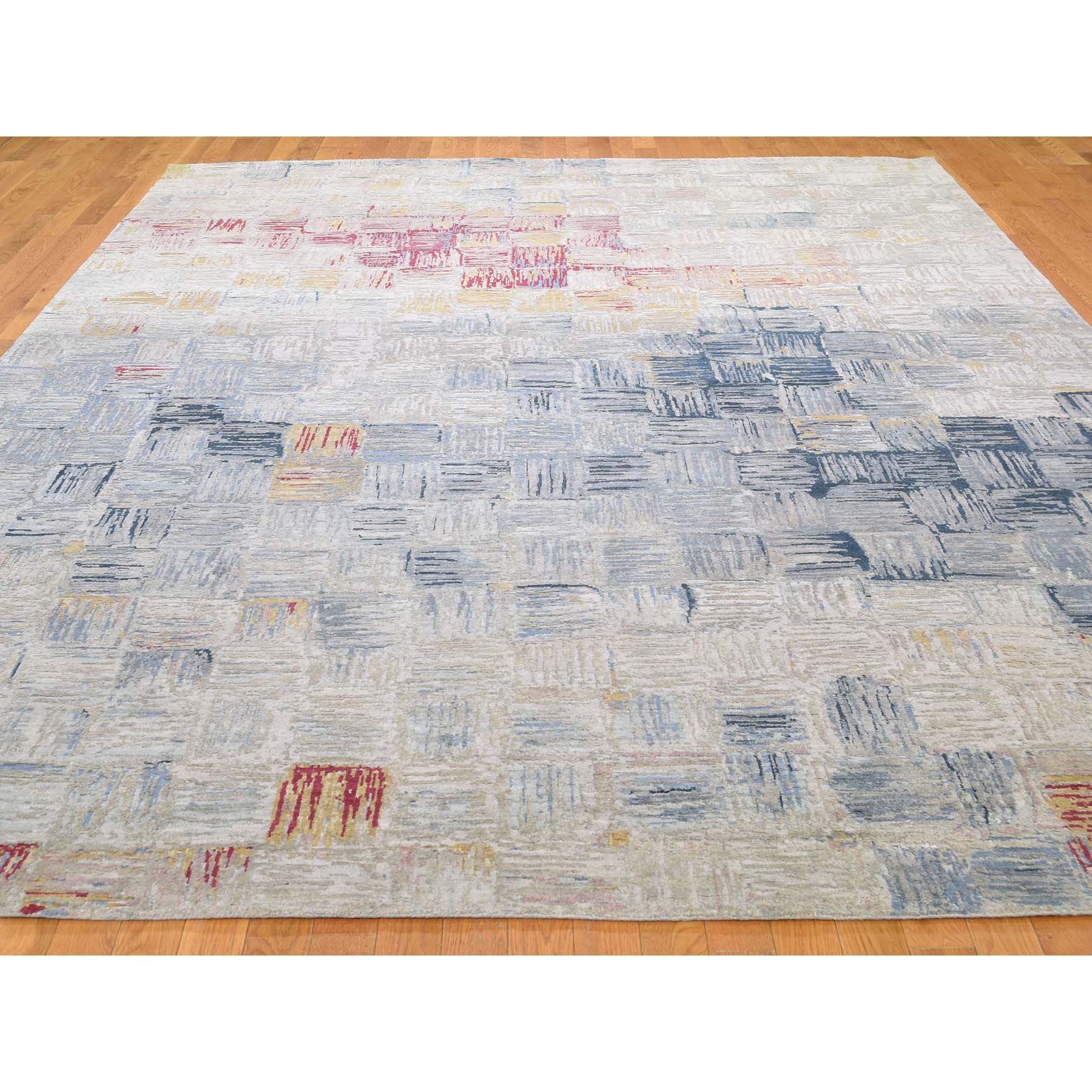 8-10 x12- THE CROSSING POINTS, Wool And Pure Silk Hand-Knotted Oriental Rug 