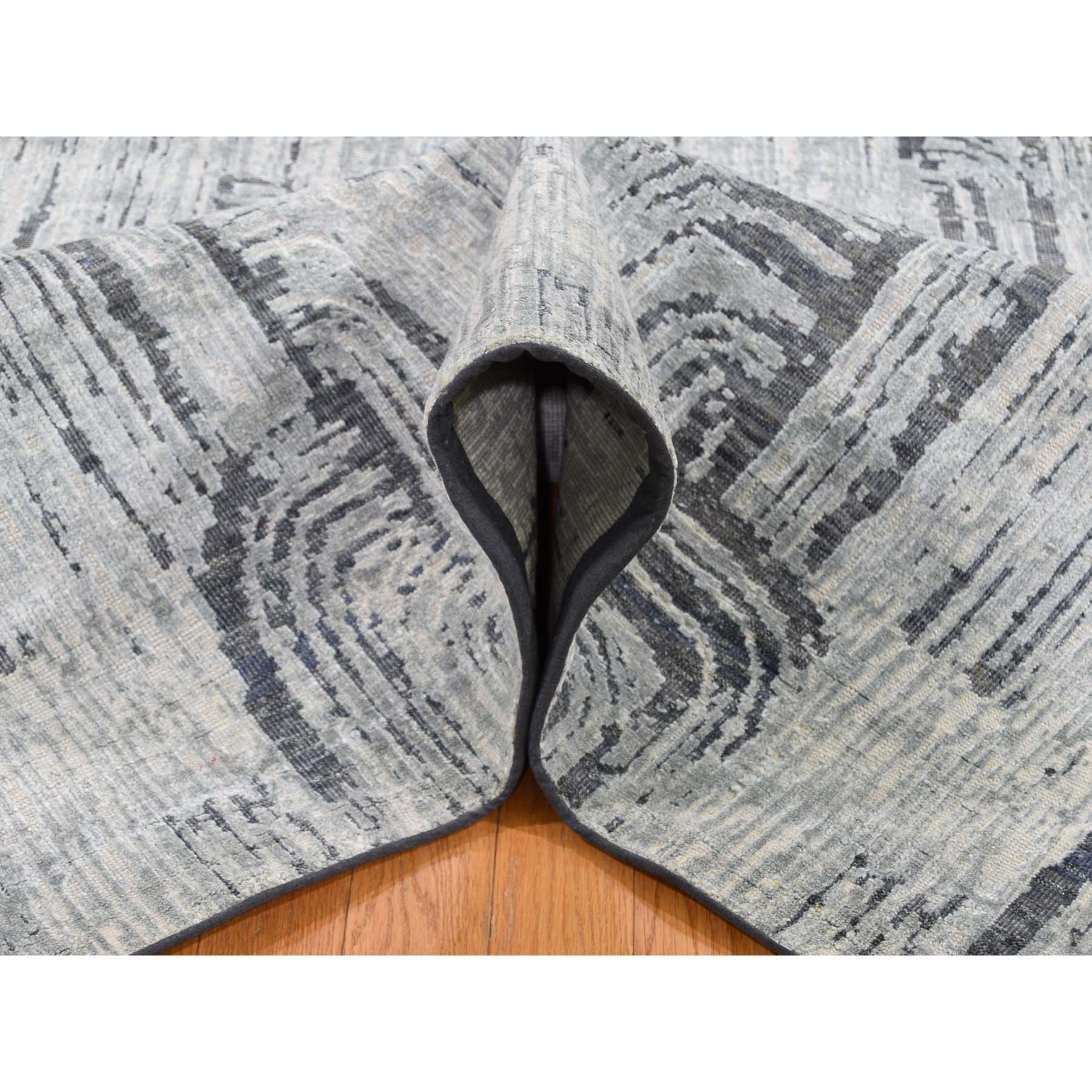 5-x7-1  THE CANE, Pure Silk With Textured Wool Hand-Knotted Oriental Rug 