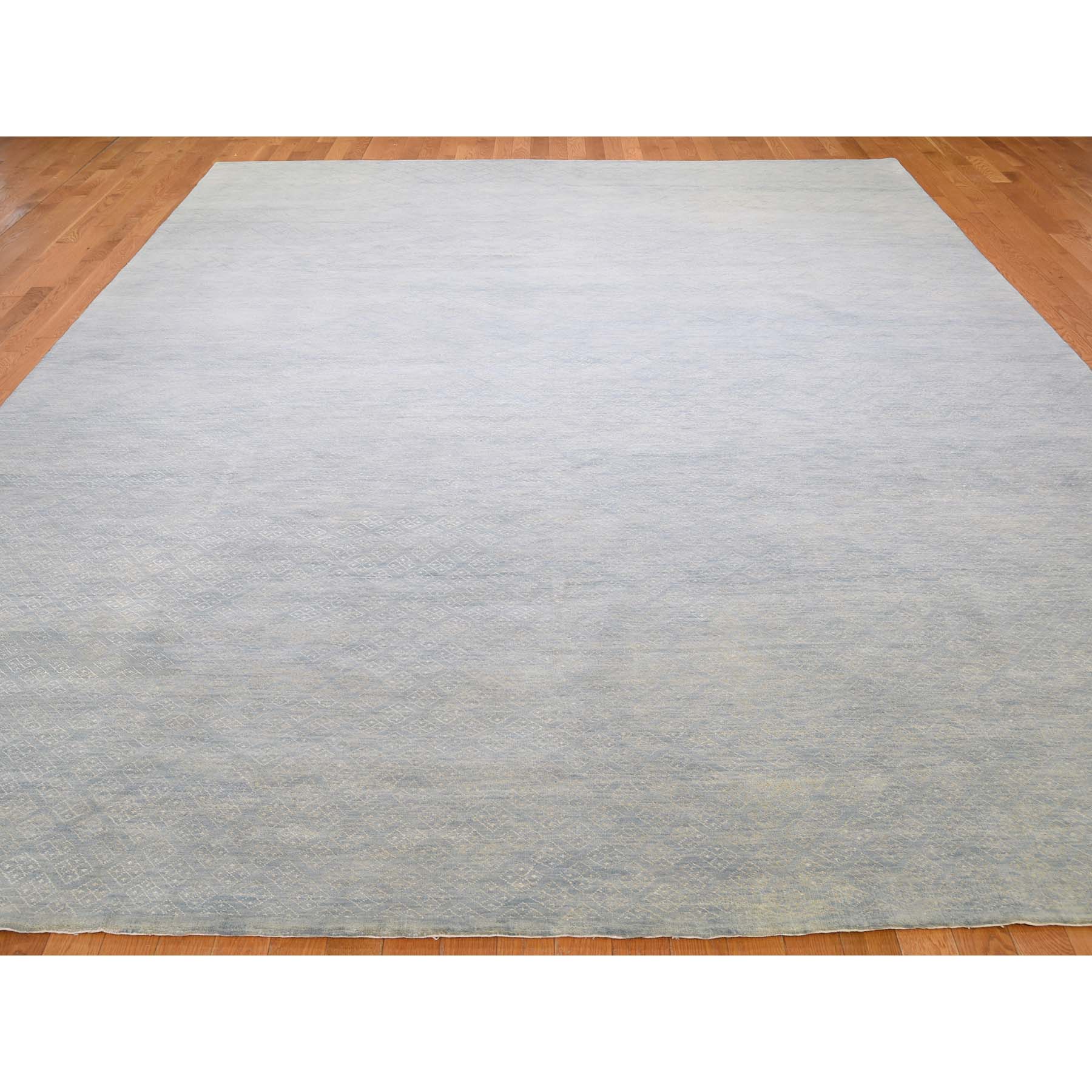 9-10 x13-8  Wool and Silk Tone on Tone Modern Hand Knotted Oriental Rug 