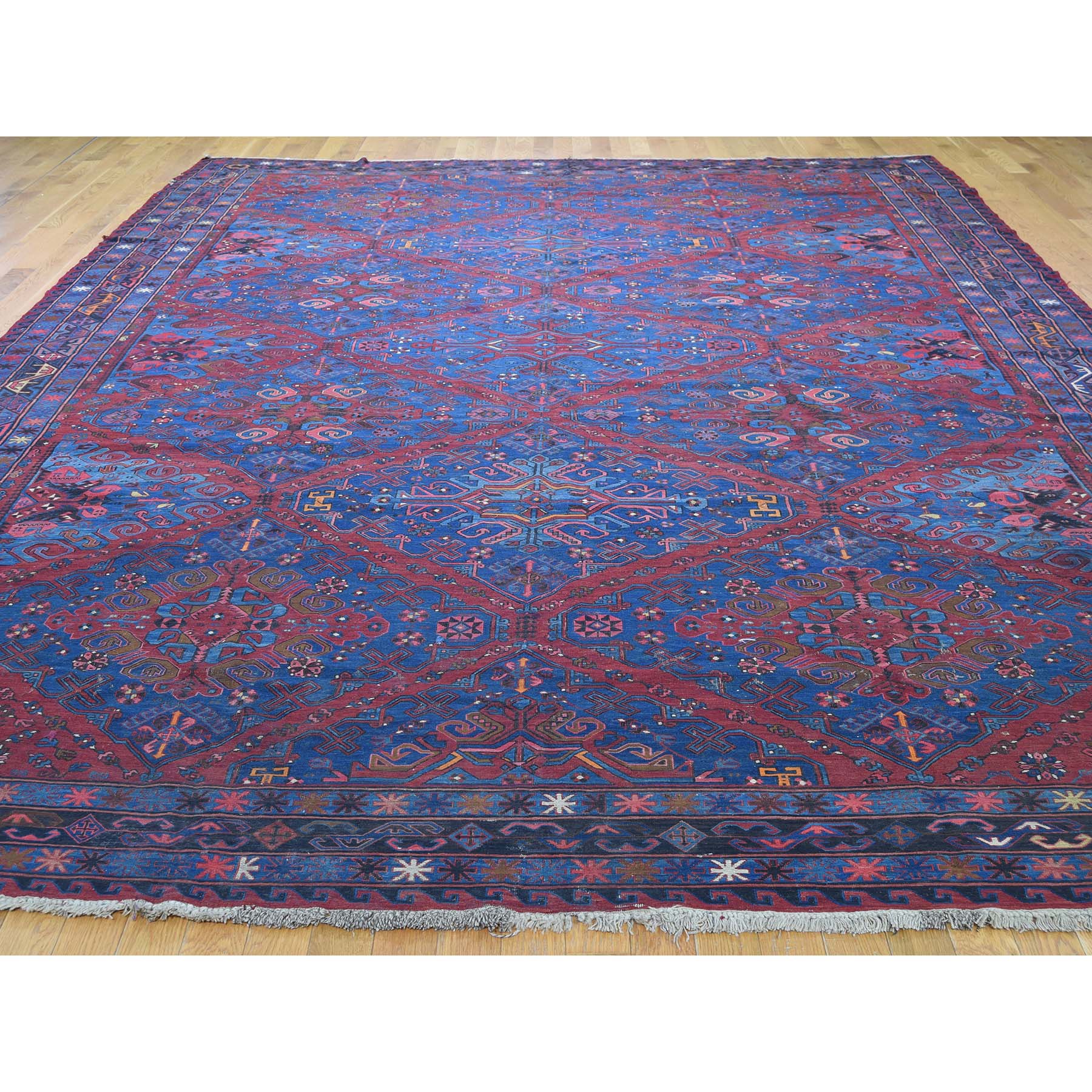 10-1 x13-7  Antique Caucasian Soumak Good Condition Pure Wool Hand-Knotted Oriental Rug 