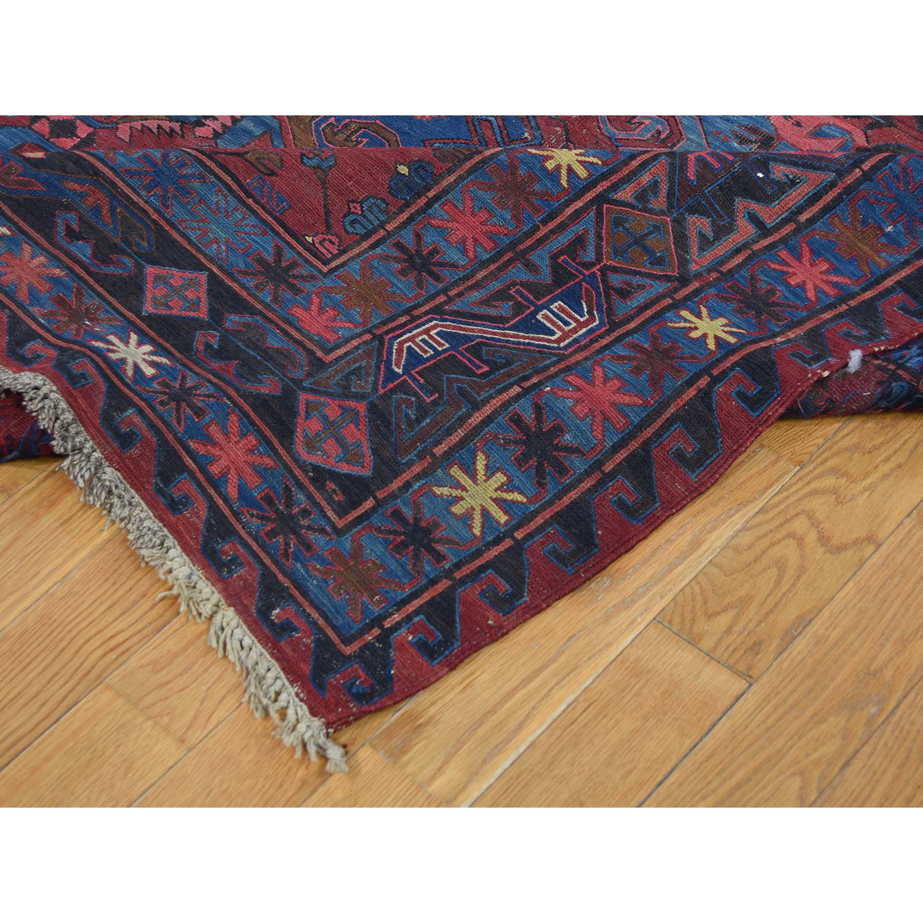 10-1 x13-7  Antique Caucasian Soumak Good Condition Pure Wool Hand-Knotted Oriental Rug 