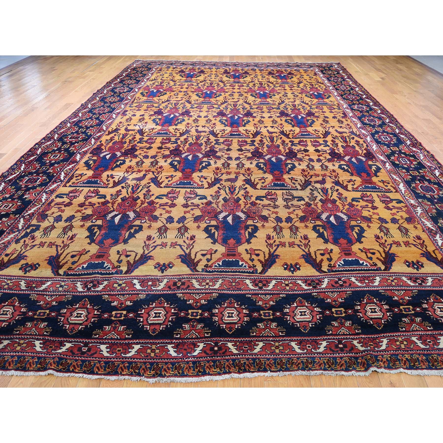 10-4 x17-7  Antique Persian Gallery Size Bakhtiari Pure Wool Hand-Knotted Oriental Rug 