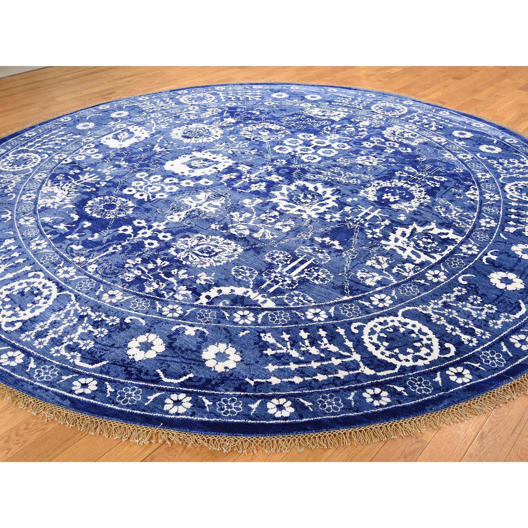7-1 x7-1  Hand-Knotted Wool And Silk Round Tone on Tone Tabriz Oriental Rug 