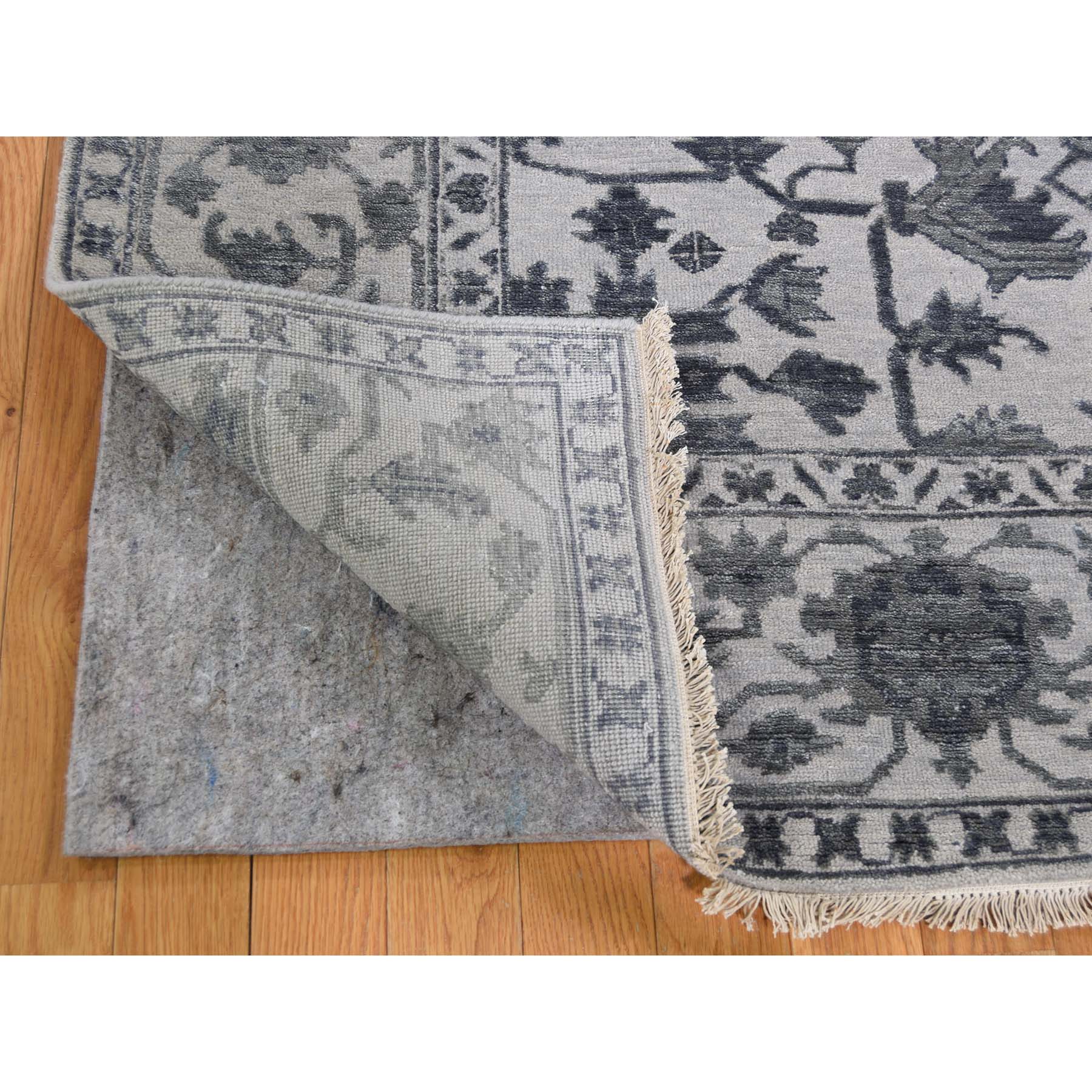 8-1 x10-1  Silver Heriz Design Wool And Silk Hi-lo Pile Hand-Knotted Oriental Rug 