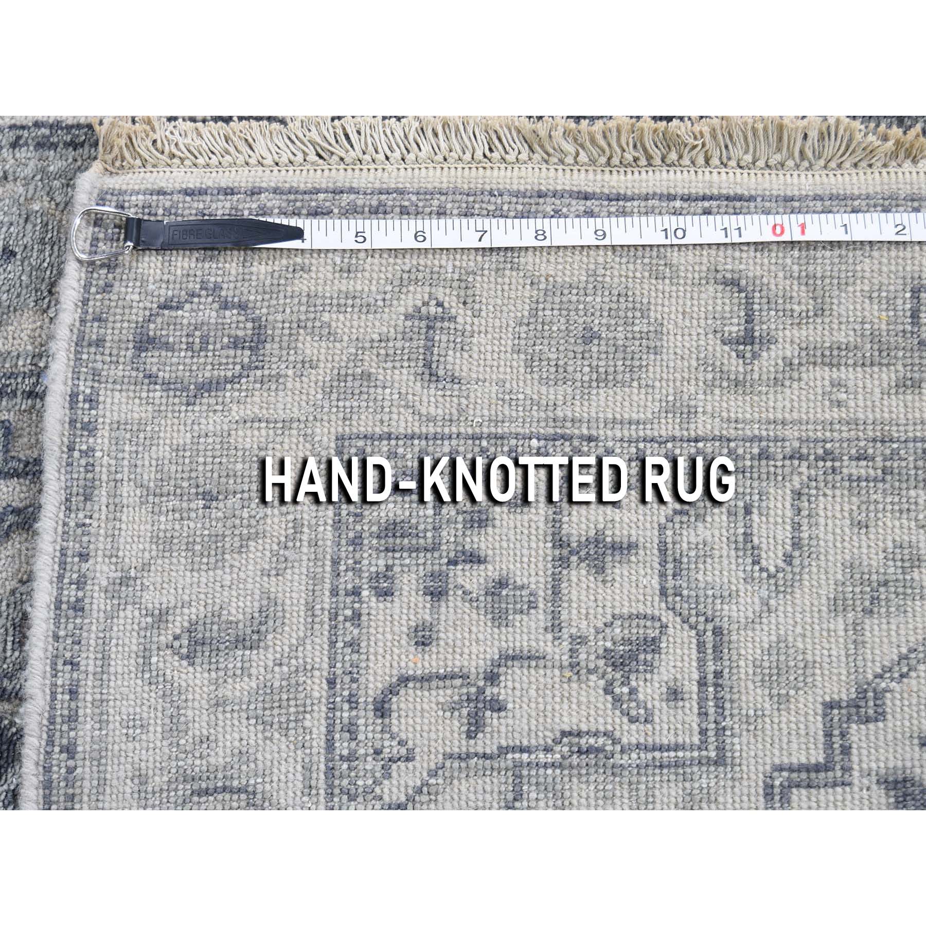 2-6 x8-2  Silver Heriz Design Wool And Silk Hi-lo Pile Runner Hand-Knotted Oriental Rug 
