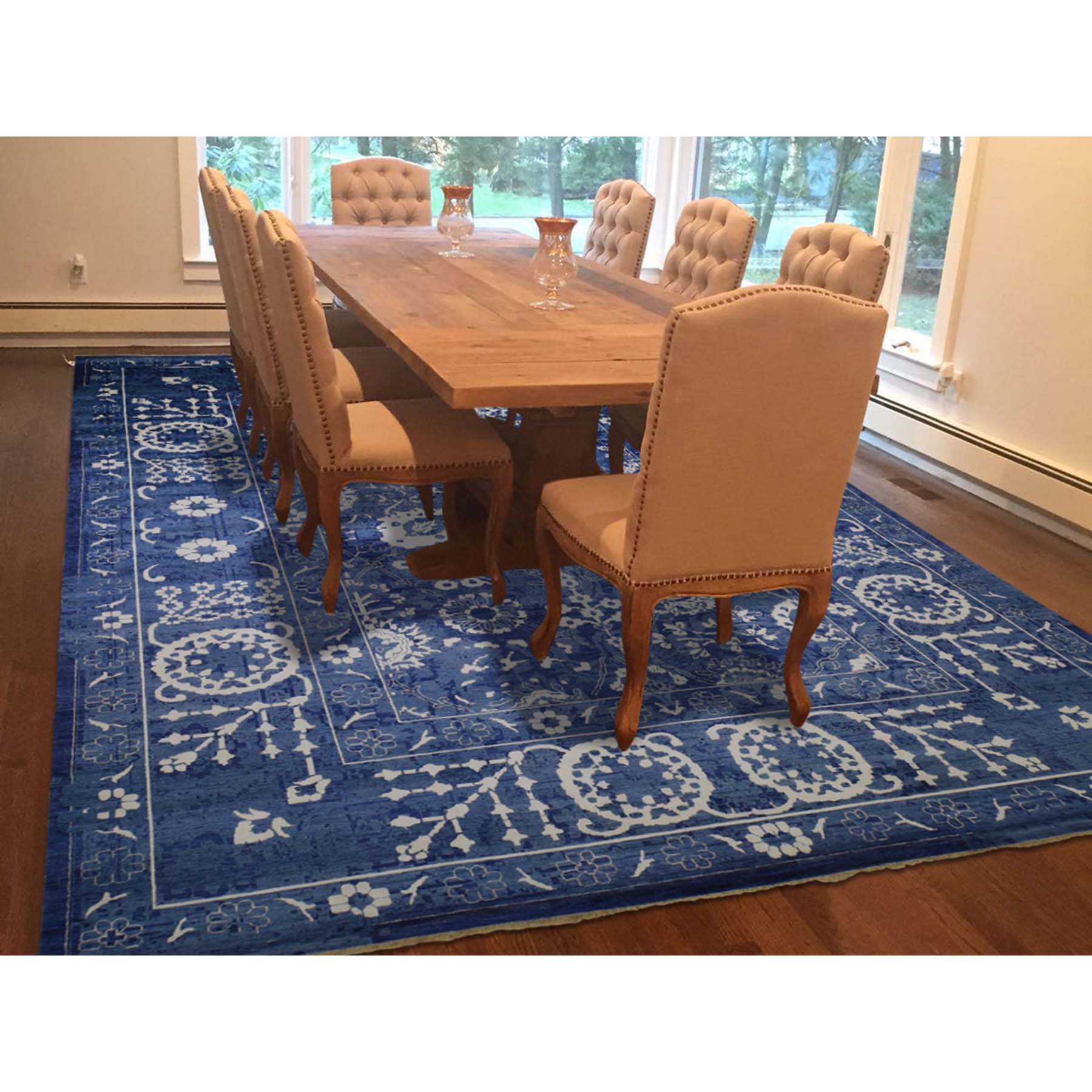 12-1 x18-2  Oversized Hand-Knotted Wool and Silk Tone on Tone Tabriz Oriental Rug 