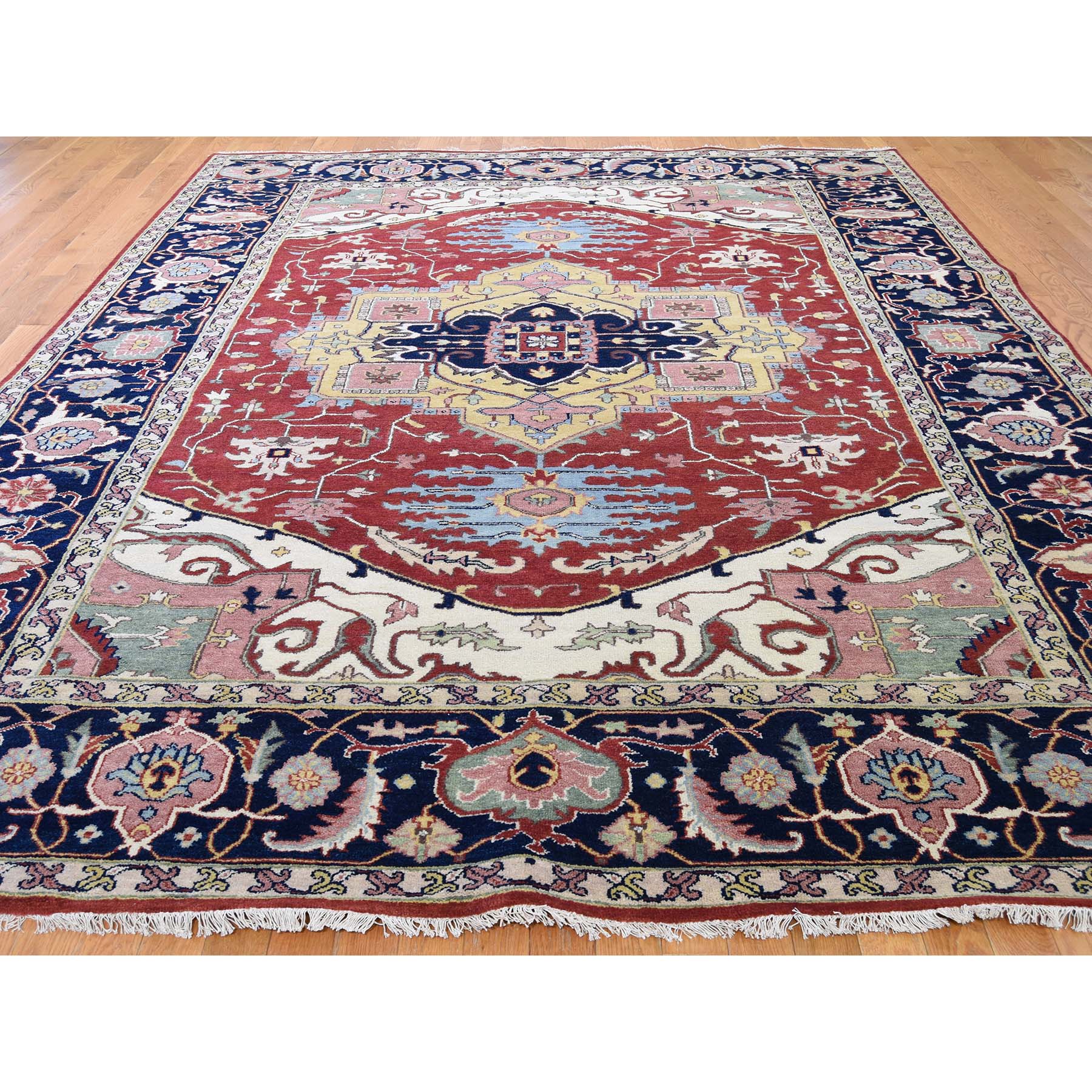 8-9 x11-9  Antiqued Heriz Pure Wool Hand Knotted Oriental Rug 