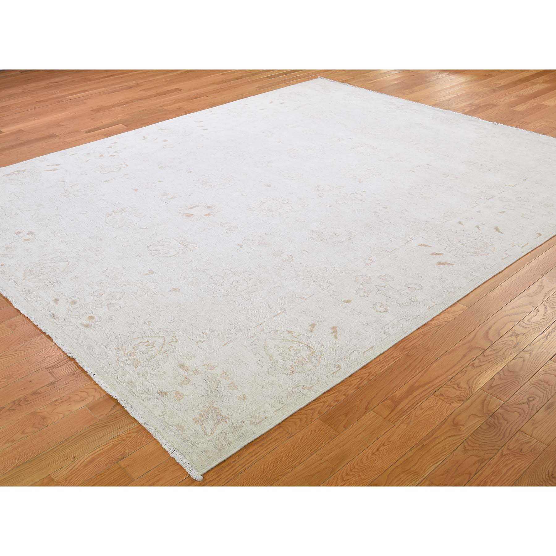 8-x9-6  White Wash Peshawar Pure Wool Hand-Knotted Oriental Rug 