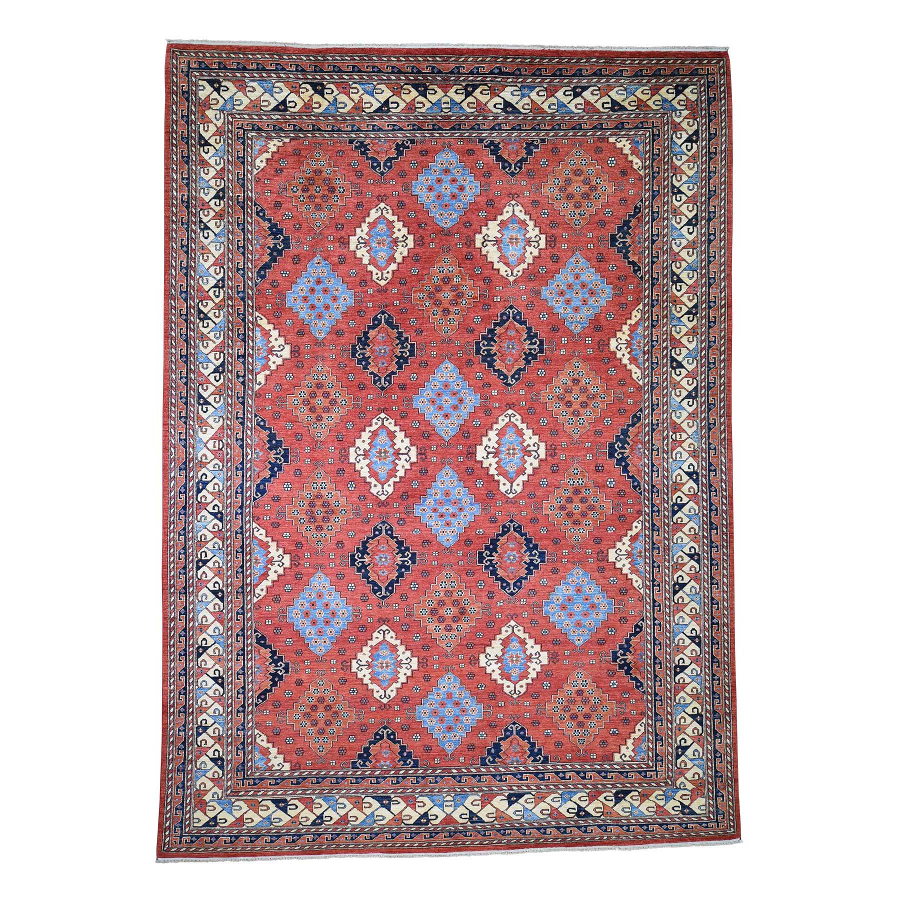 10-x14- Afghan Ersari Geometric All Over Design Pure Wool Hand-knotted Oriental Rug 