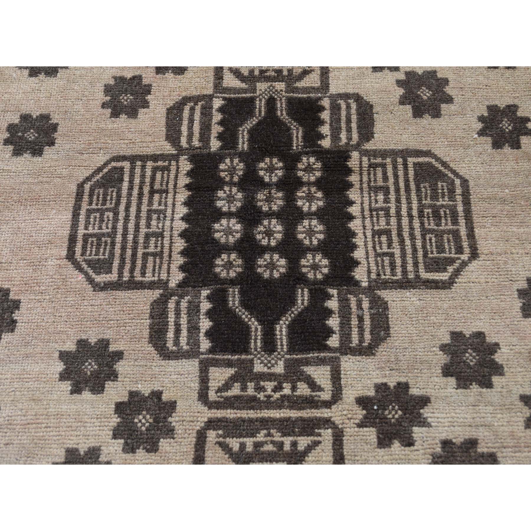 6-7 x9-8  Vintage Afghan Baluch Natural Color Hand-Knotted Pure Wool Oriental Rug 