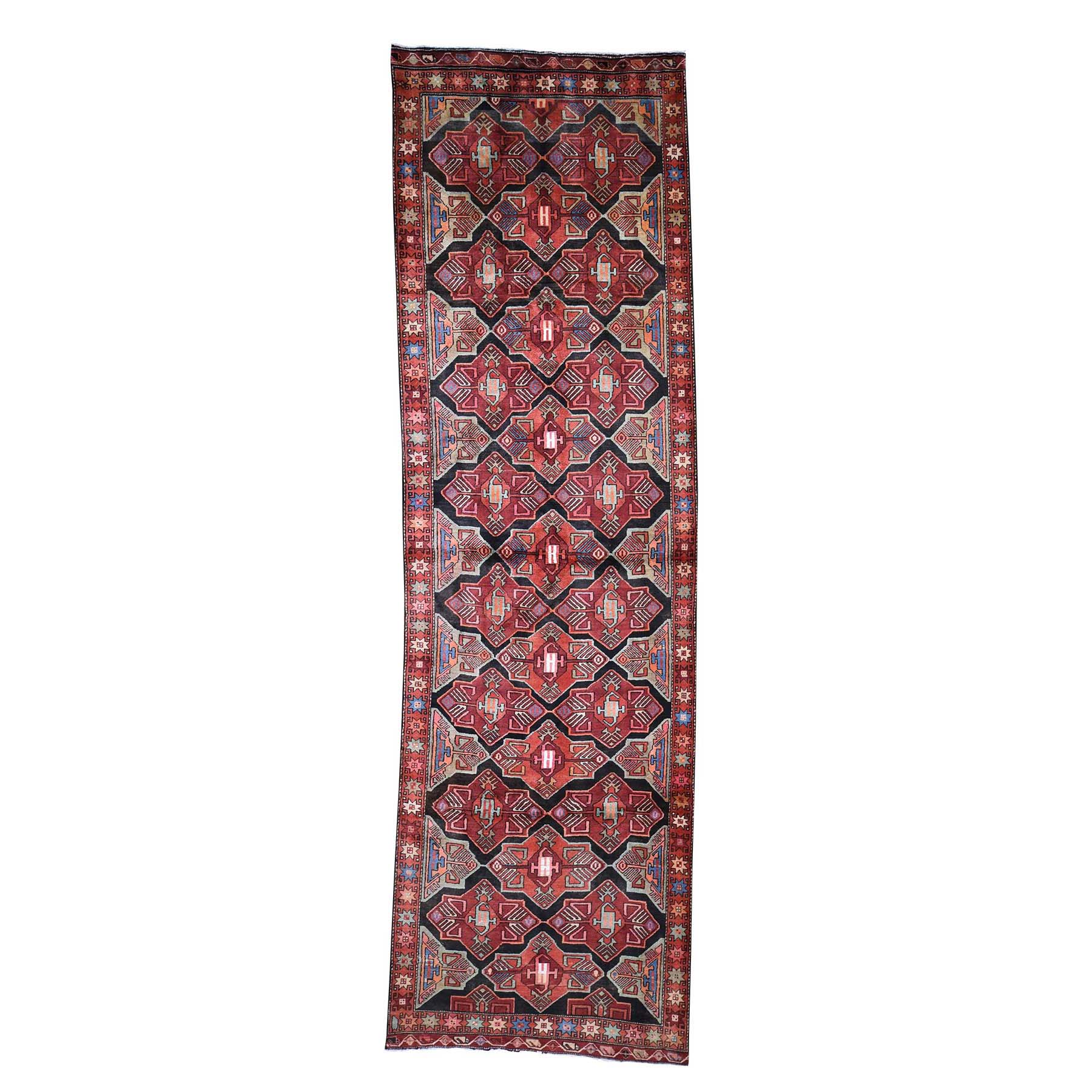 3'10"X12'10" Vintage Persian Hamadan Wool Wide Gallery Runner Hand-Knotted Oriental Rug moade06c