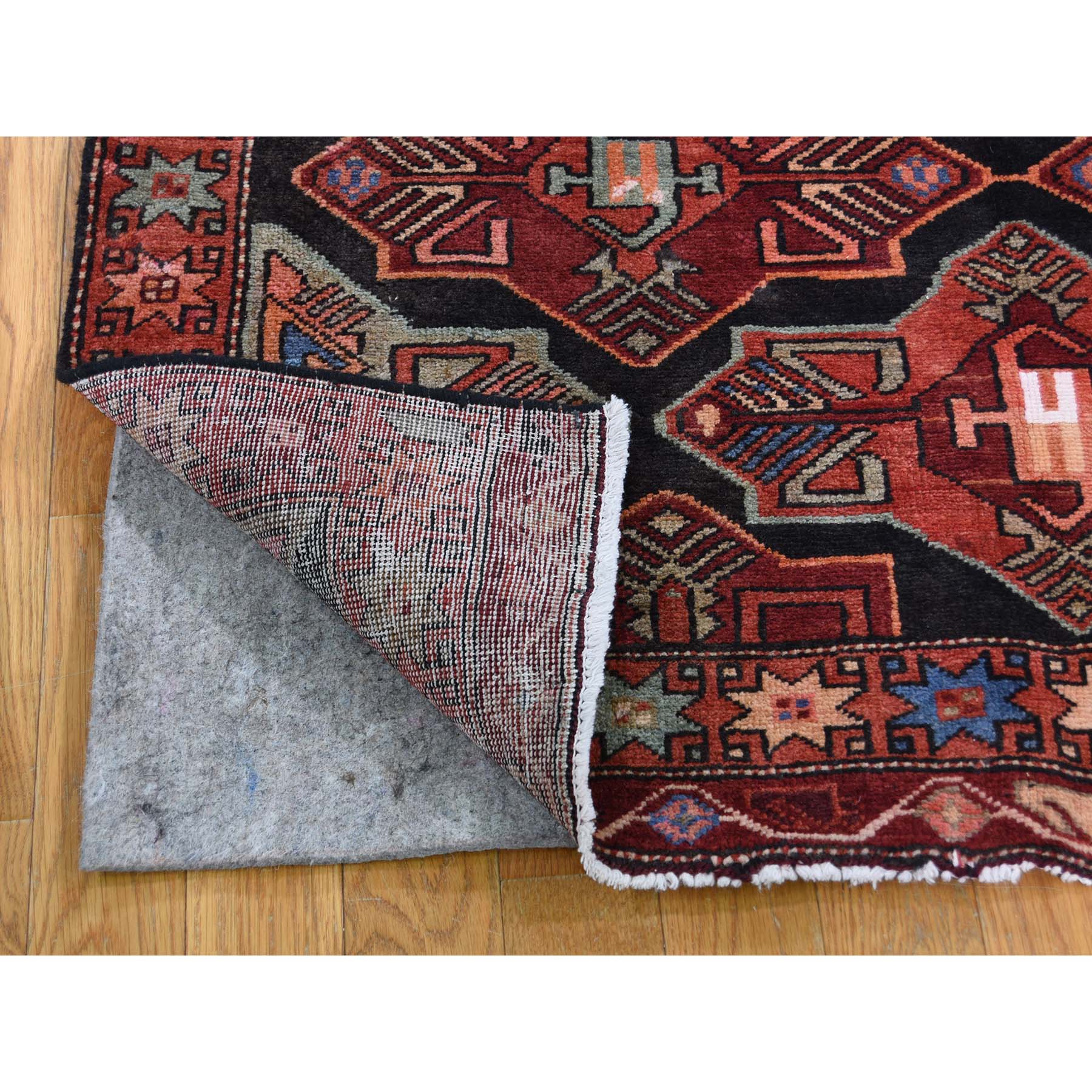 3-10 x12-10  Vintage Persian Hamadan Wool Wide Gallery Runner Hand-Knotted Oriental Rug 