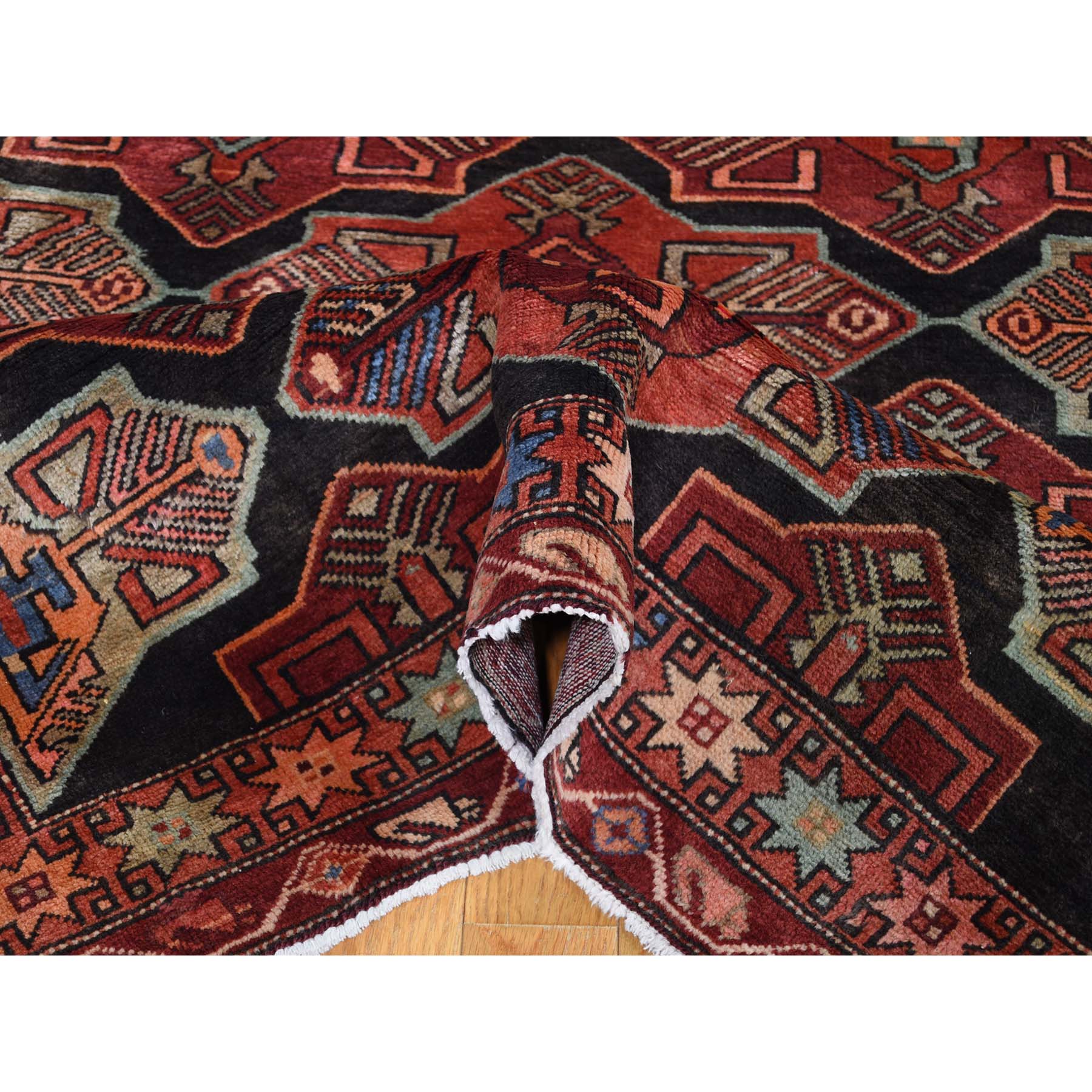 3-10 x12-10  Vintage Persian Hamadan Wool Wide Gallery Runner Hand-Knotted Oriental Rug 