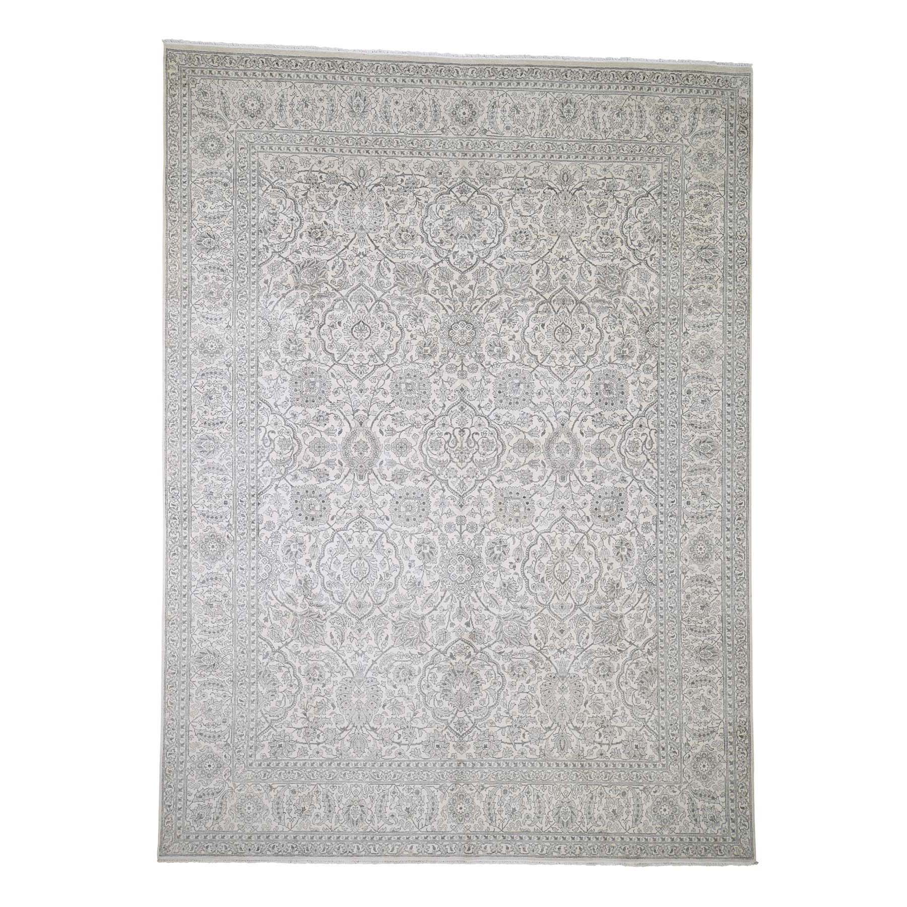 8-10 x12- Pure silk Tone on Tone Hand Knotted Oriental Rug 
