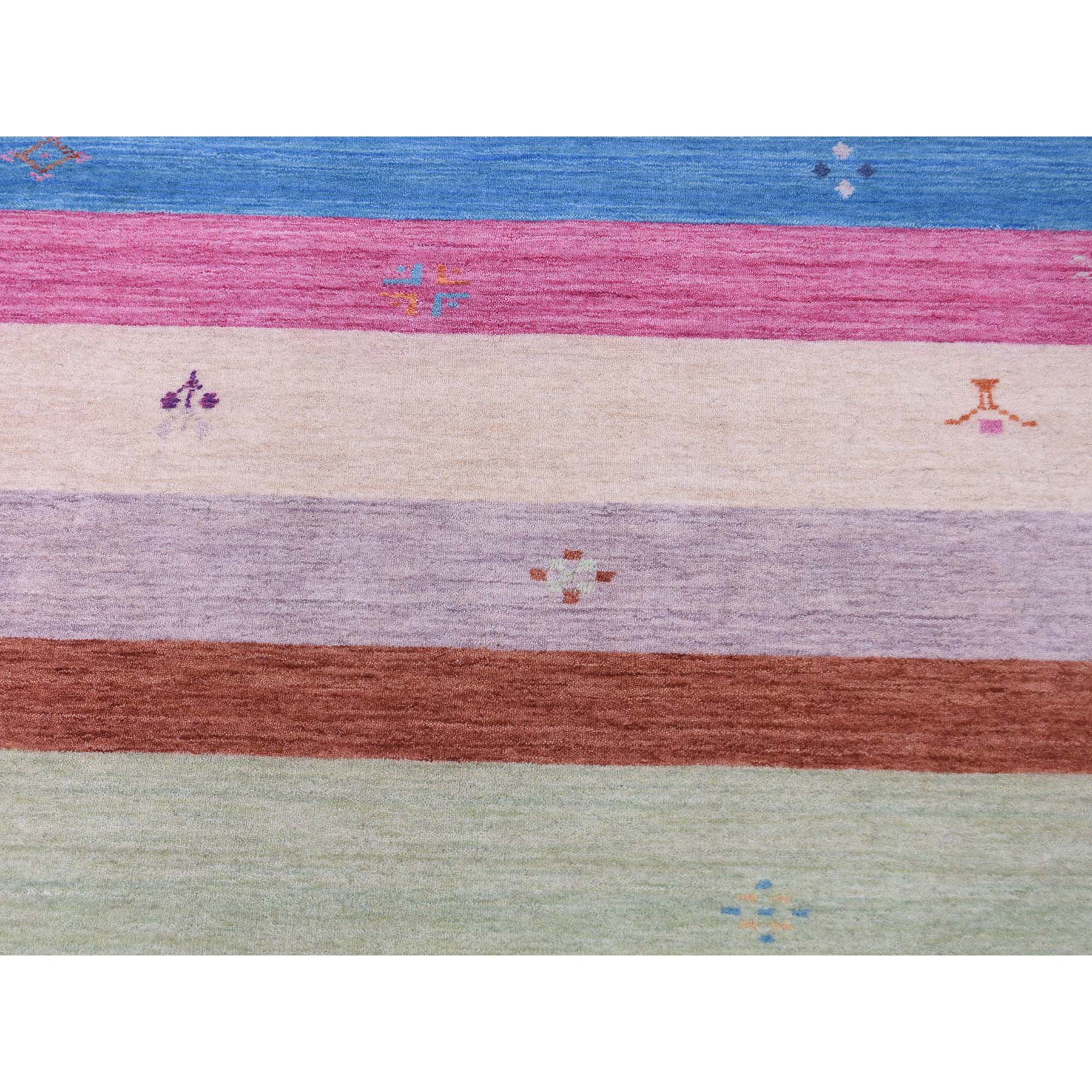 5-7 x8- Striped Modern Hand Loomed Gabbeh Pure Wool Oriental Rug 