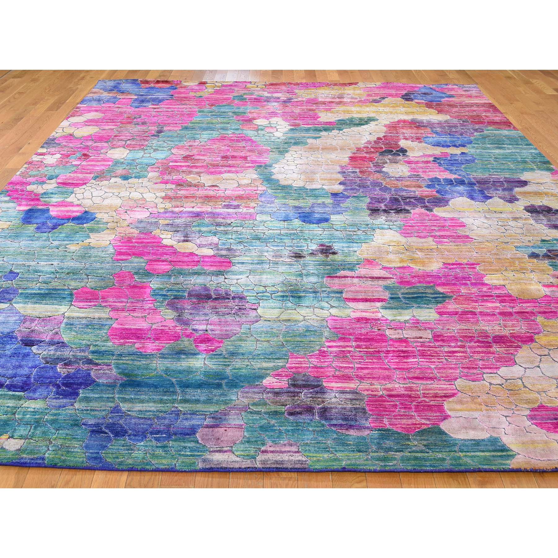 8-10 x12-2  THE COLORFUL GRAPES, Sari Silk Hand-Knotted Oriental Rug 