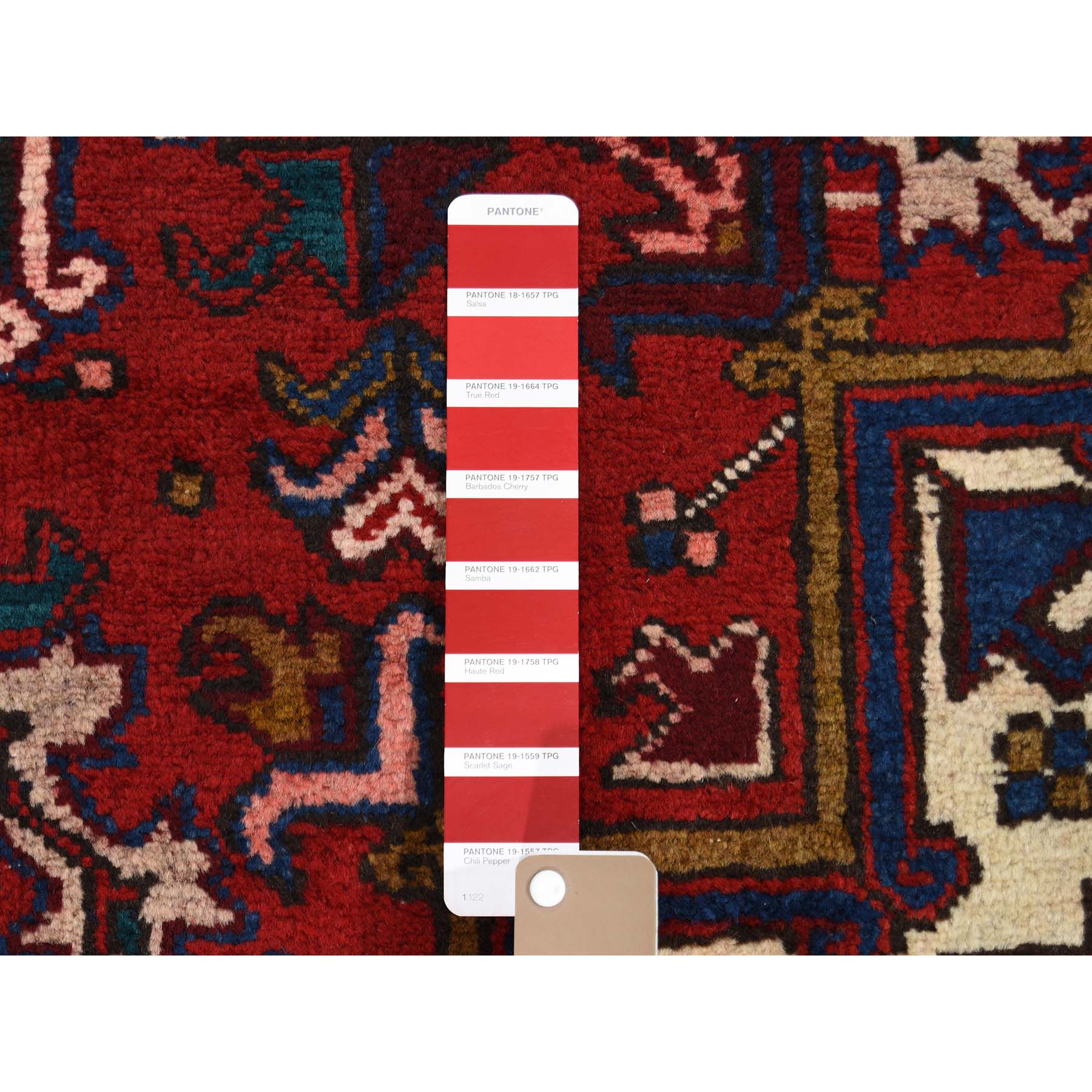 7-6 x11-1  Red & Ivory Semi Antique Heriz Excellent Condition Hand-Knotted Oriental Rug 