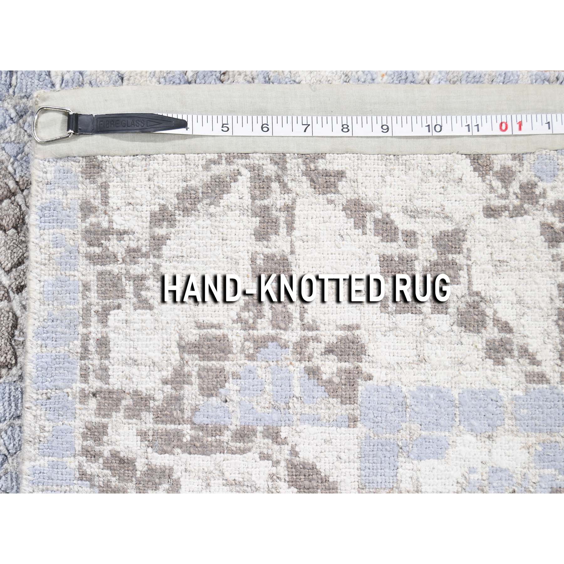 2-2 x3-1  Silver,Blue Silken Roman Mosaic Design Hand-Knotted Oriental Rug 