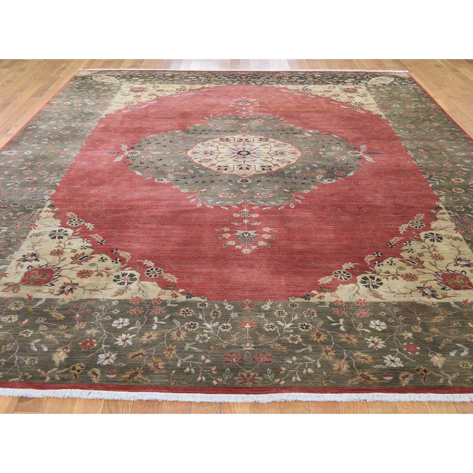9-x12-2  Red,Antiqued Tabriz 300 KPSI Vegetable Dyes Hand-Knotted Oriental Rug 