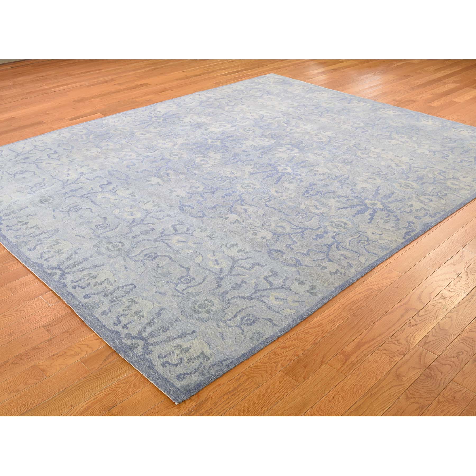 8-x9-10  Modern Light Blue Tone on Tone Pure Wool Hand-Knotted Oriental Rug 