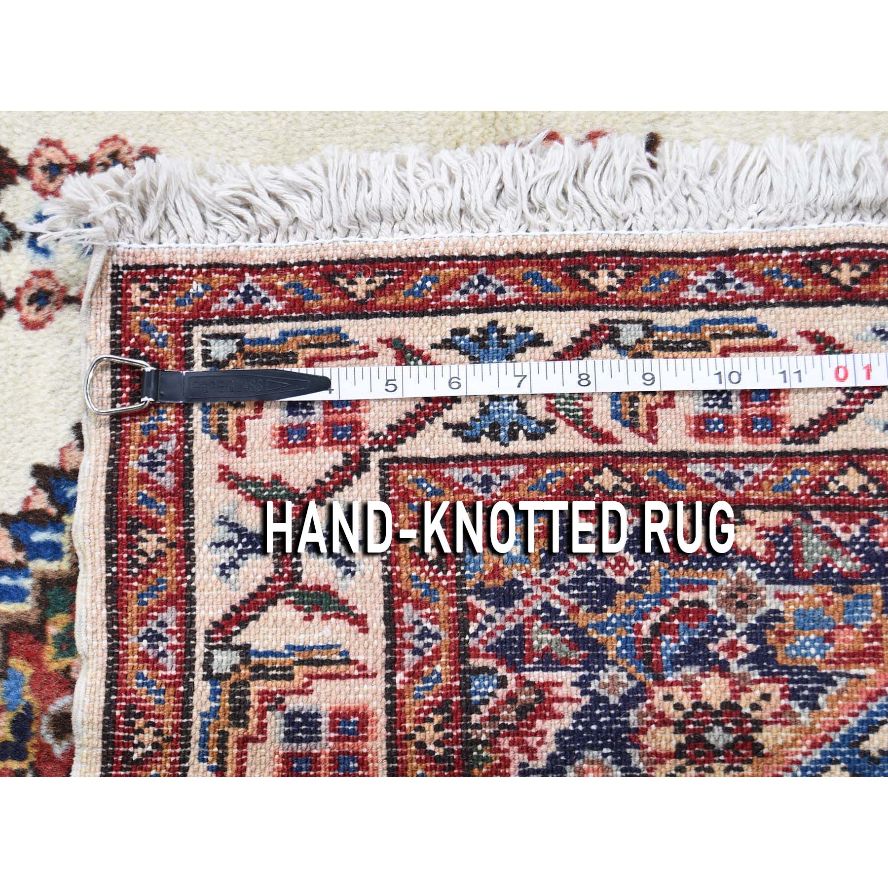 3-3 x4-3  Vintage Bohemian Karabakh Pure Wool Ivory Hand-knotted Oriental Rug 