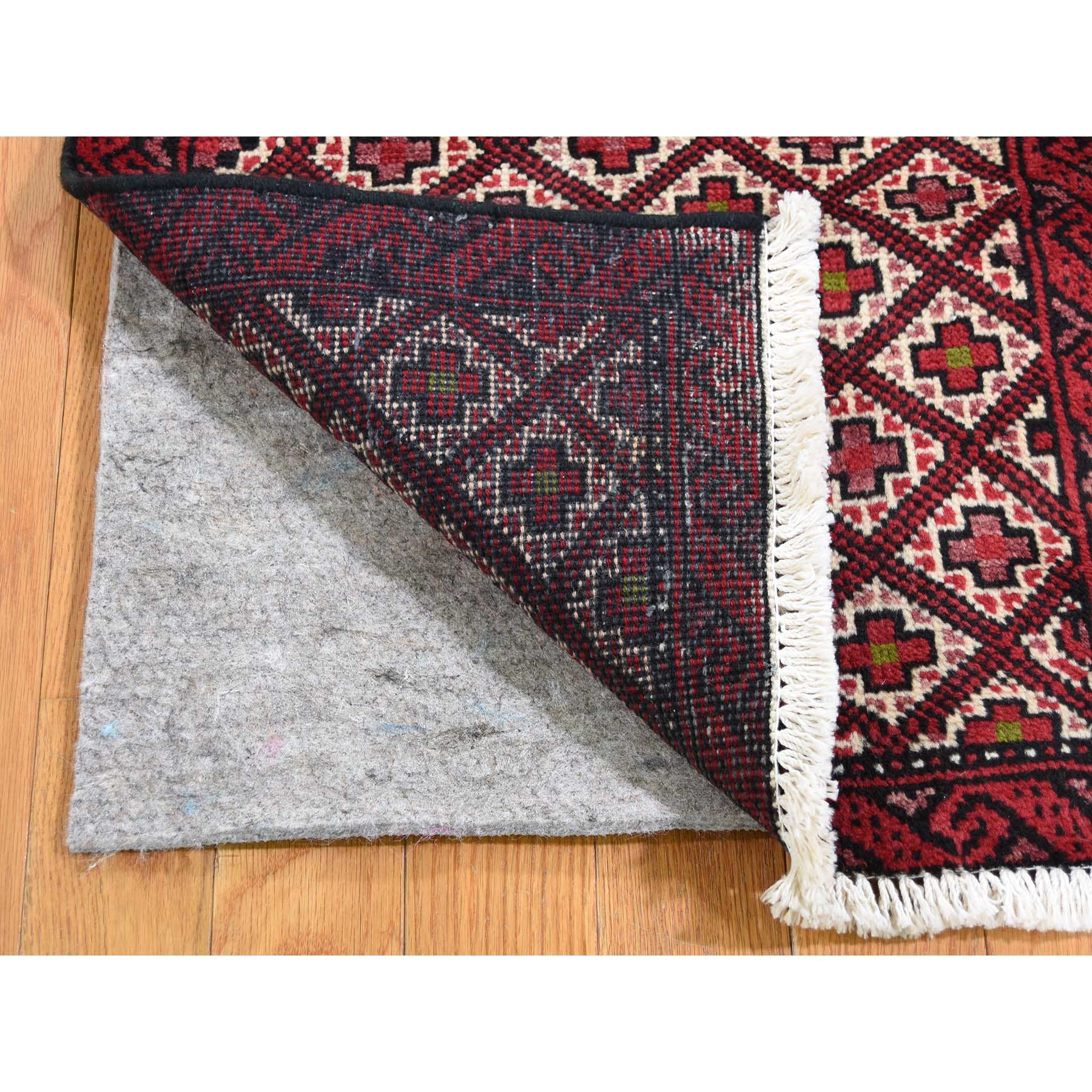 1-9 x6-9  Vintage Bohemian Ivory Persian Hamadan Narrow Runner Hand-Knotted Oriental Rug 