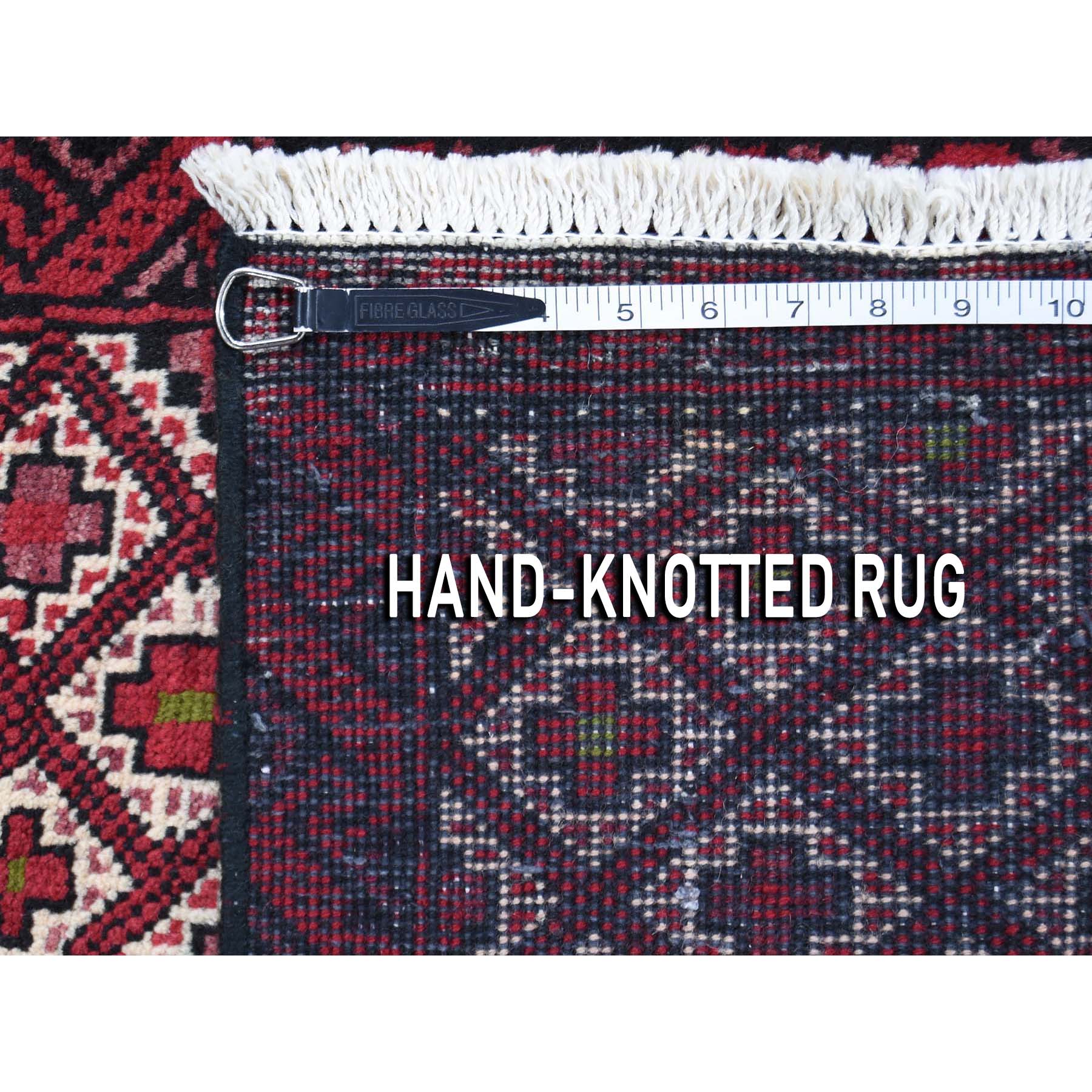 1-9 x6-9  Vintage Bohemian Ivory Persian Hamadan Narrow Runner Hand-Knotted Oriental Rug 