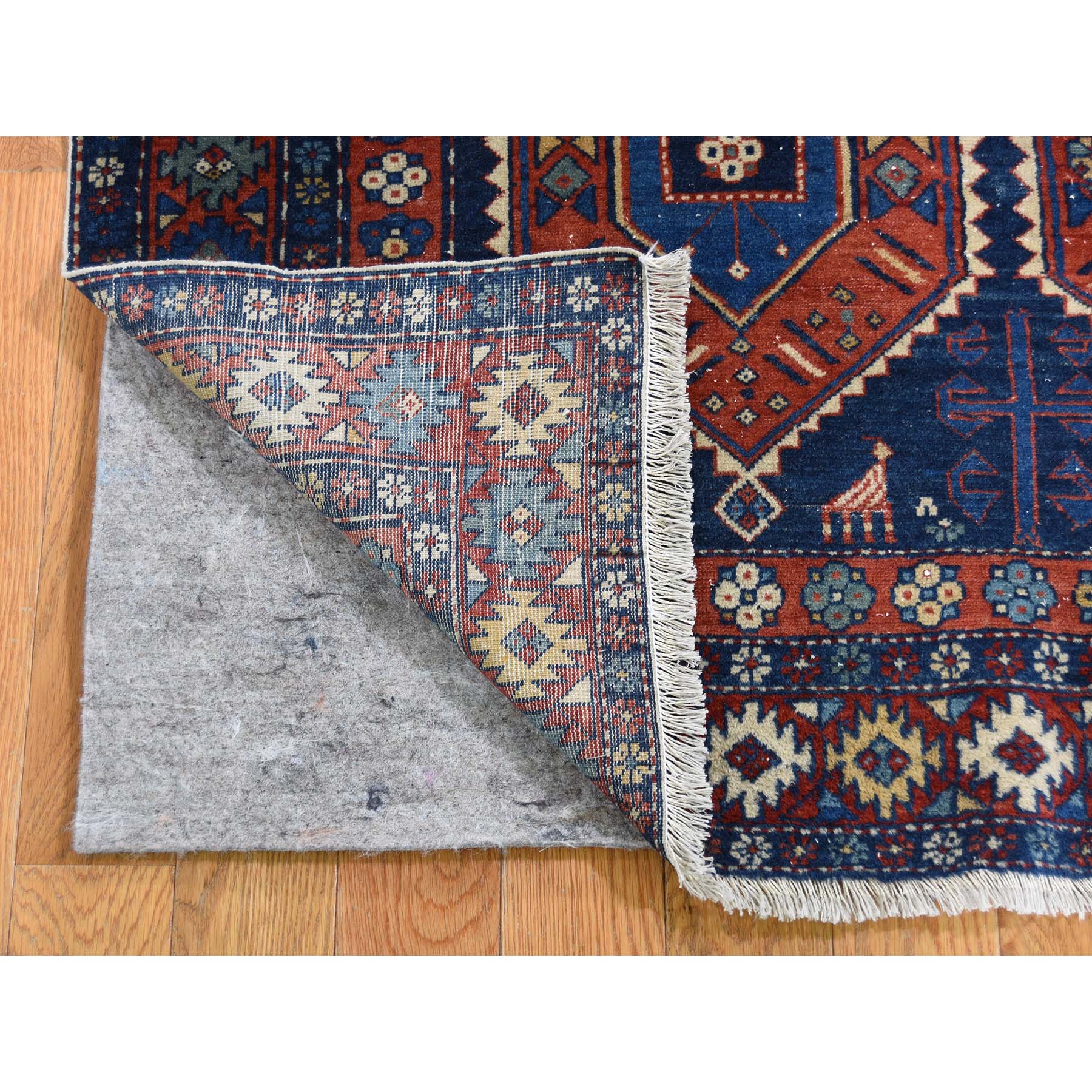 3-6 x4-6  Navy Antique Persian Ardabil Clean Even Wear Pure Wool Hand-Knotted Oriental Rug 