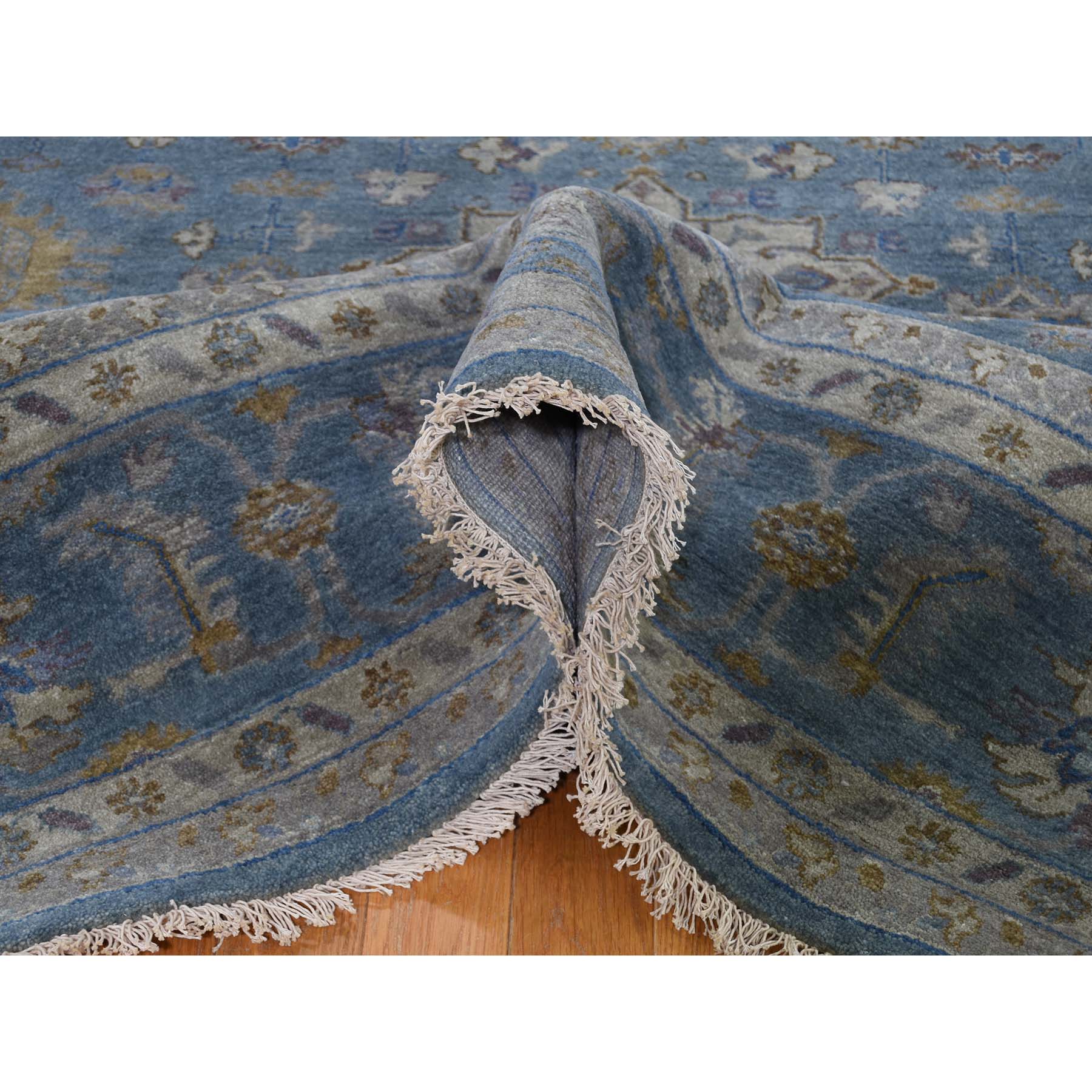 9-x12- Blue Karajeh Design Pure Wool Hand-Knotted Oriental Rug 