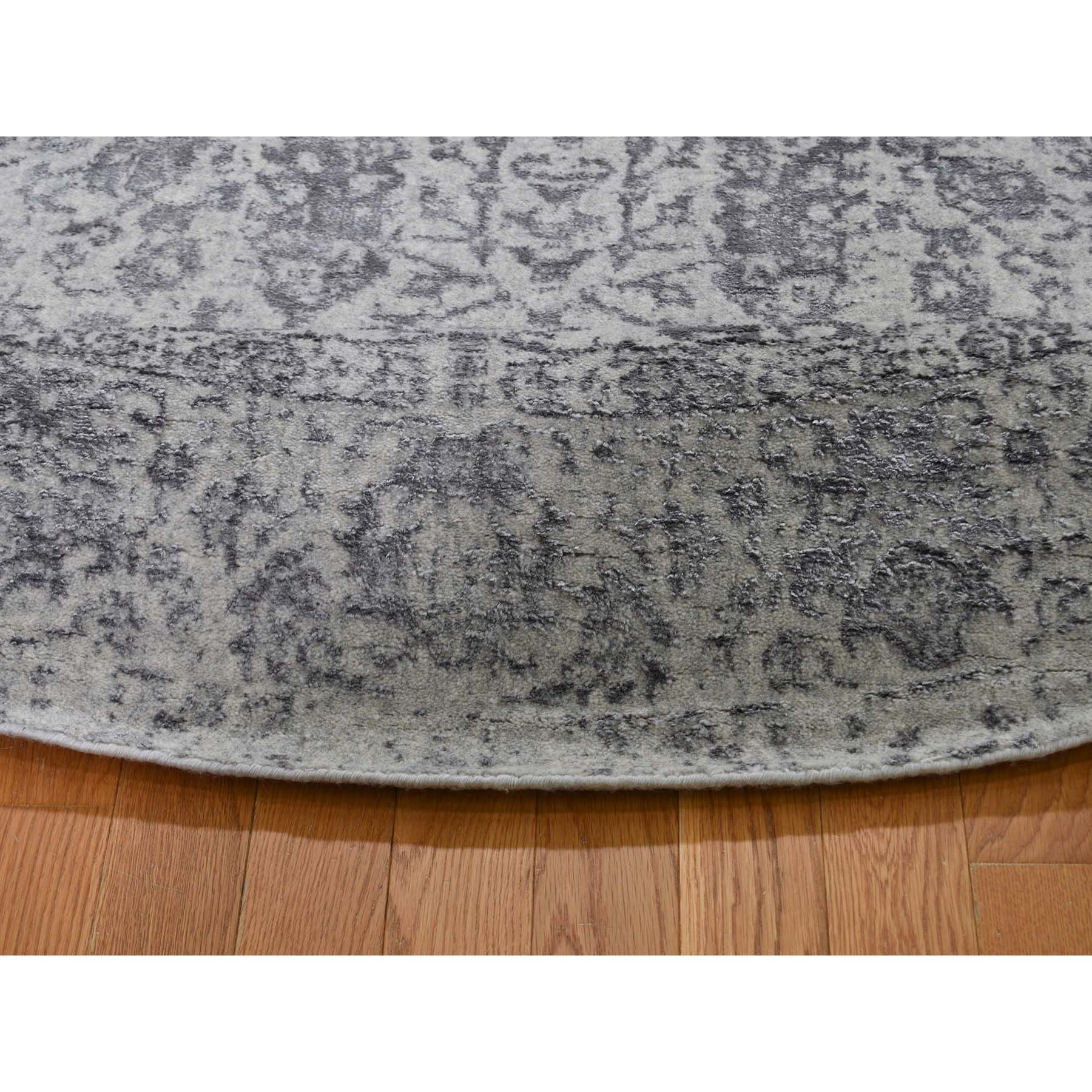 7-9 x7-9  jacquard Hand-Loomed Gray Broken Cypress Tree Design Wool And Silk Thick And Plush Round  Oriental Rug 