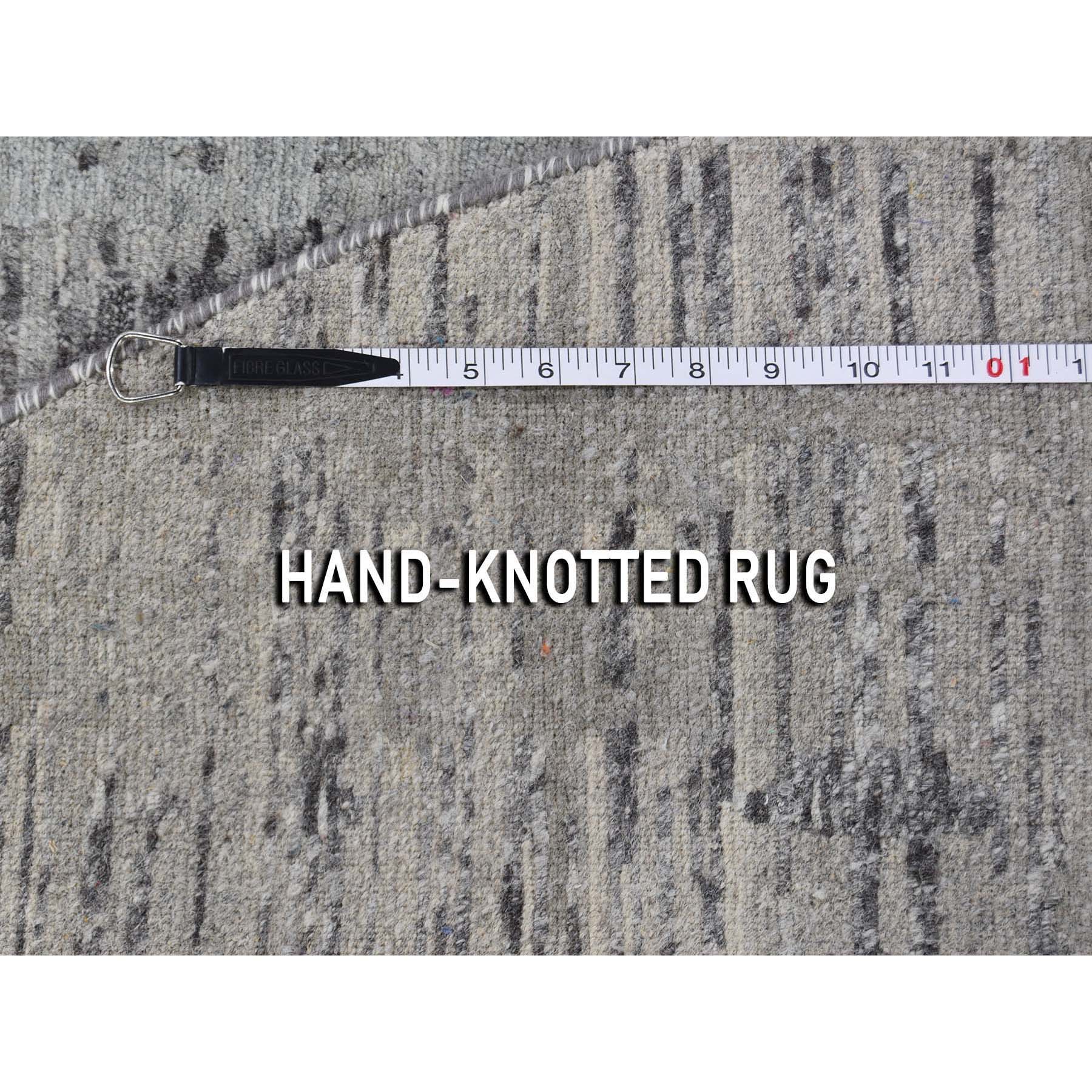7-x7- Gray Hand Spun Undyed Natural Wool Modern Round Oriental Hand-Knotted Rug 