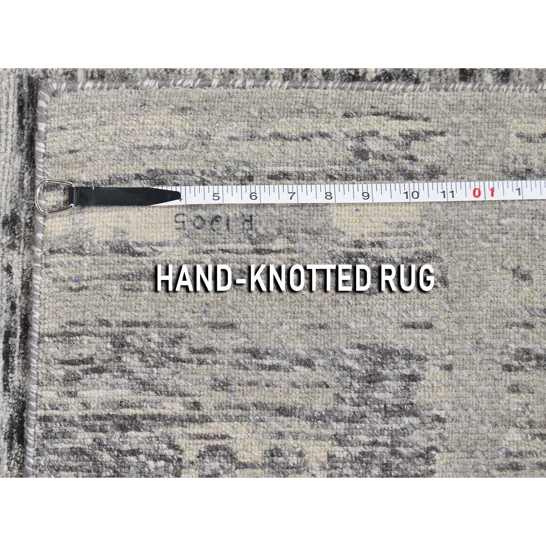 2-6 x12- Gray Hand Spun Undyed Natural Wool Modern Runner Oriental Hand-Knotted Rug 