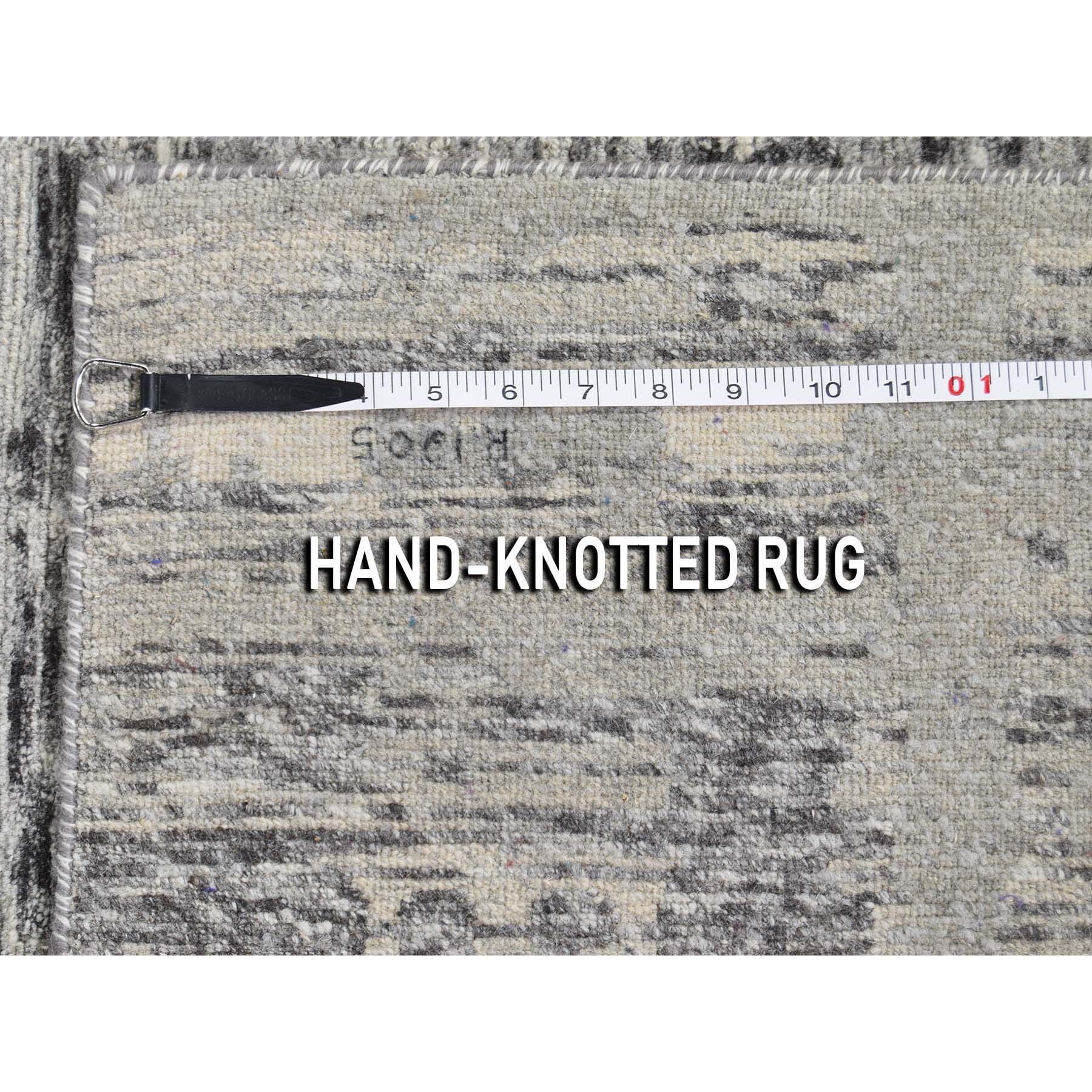 2-7 x16- Gray Undyed Natural Wool Hand Spun Modern XL Runner Oriental Hand-Knotted Rug 